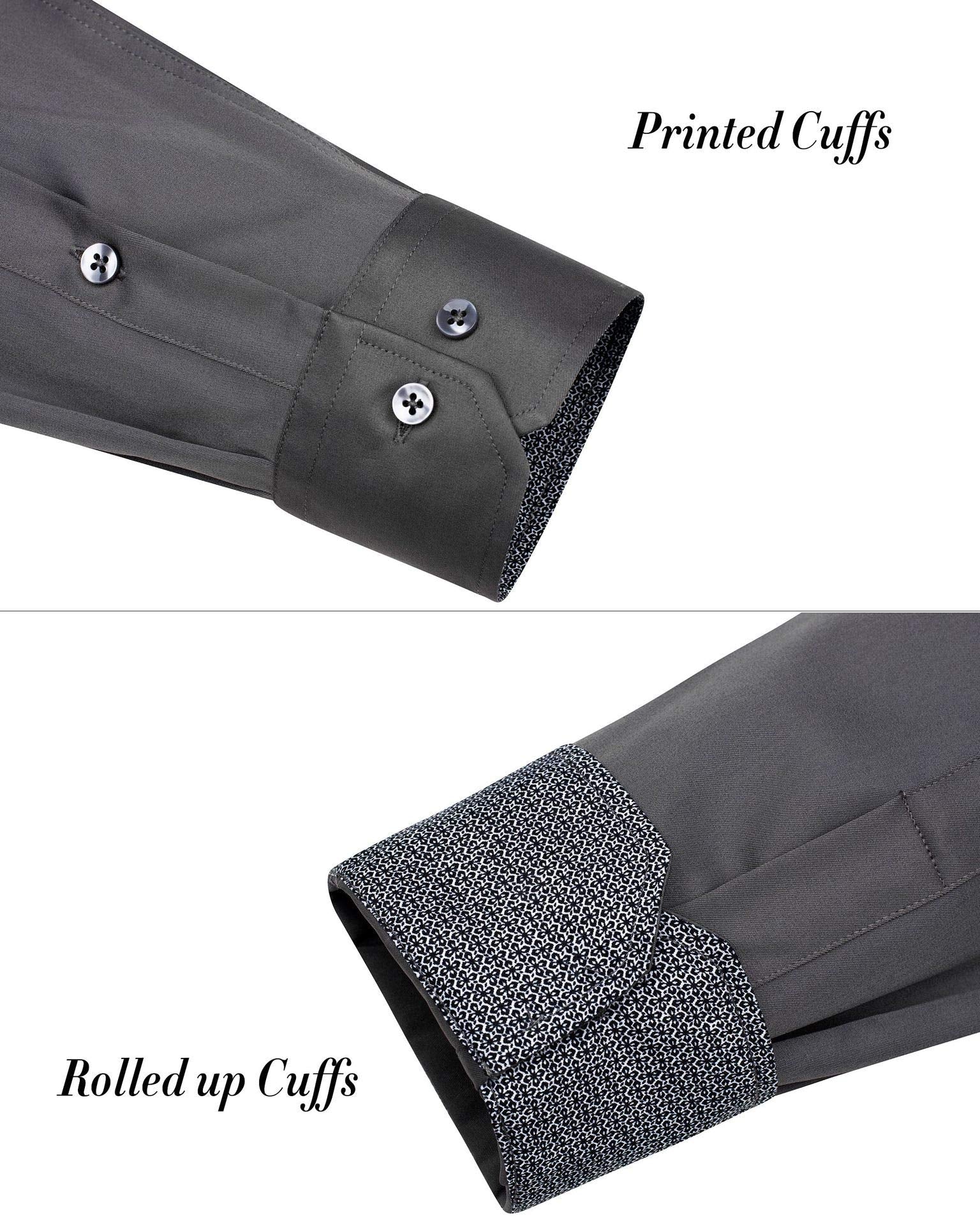 J.VER Mens Dress Shirts Stretch Wrinkle Free Button Down Shirt Casual Long Sleeve Business Formal Stylish Tops Grey Small