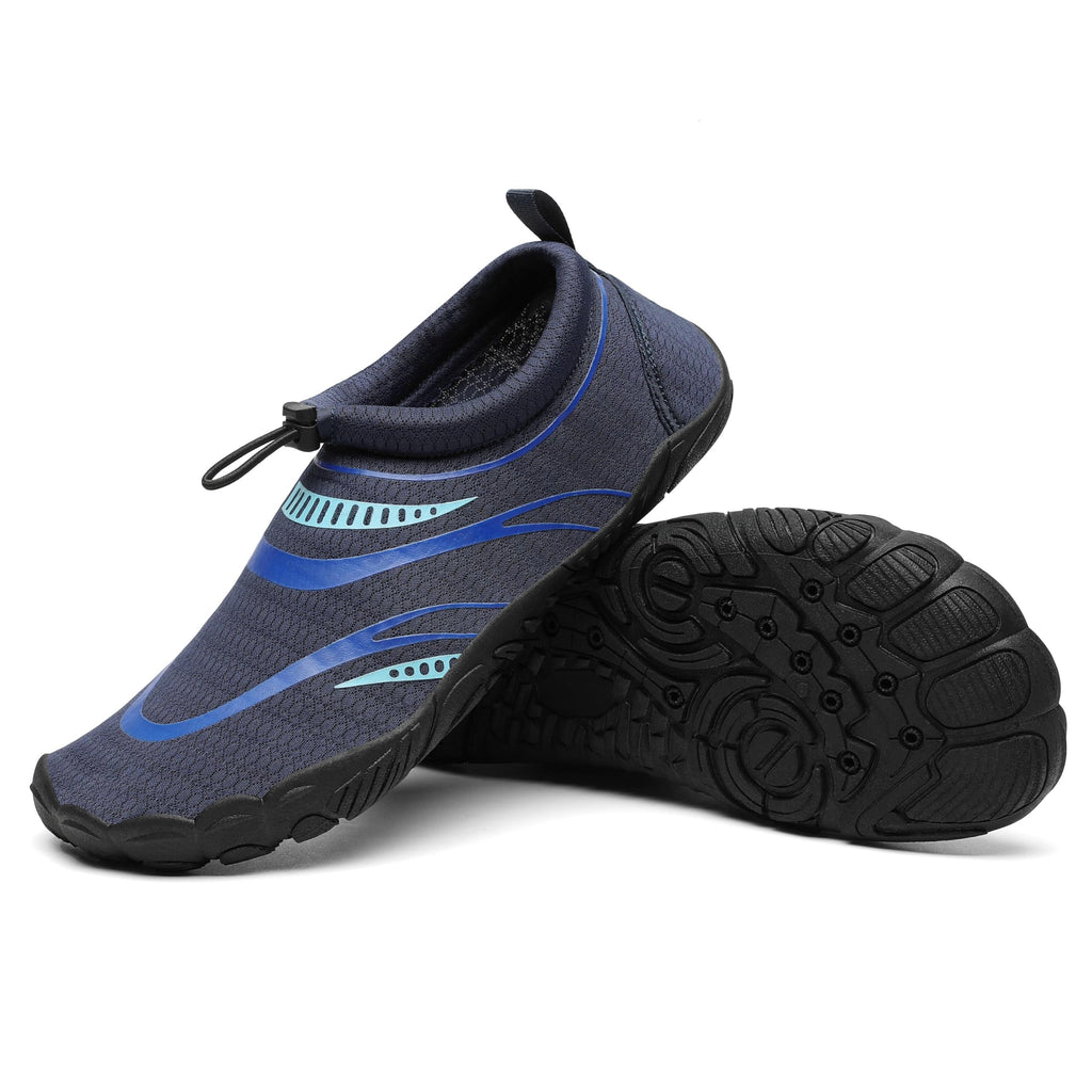 Mishansha Water Shoes Men Quick Dry Swim Shoes for Men Lightweight Non-Slip Aqua Beach Blue Black-E0153 12.5 Women/10.5 Men