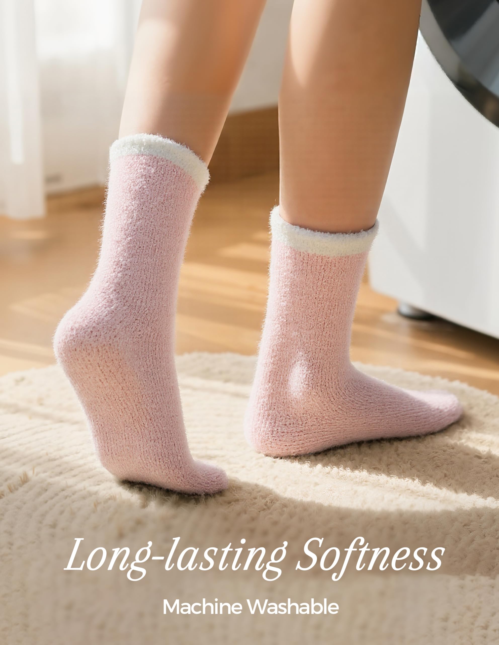 TEHOOK Fuzzy Socks for Women, 6 Pairs Warm Soft Fluffy Thick Cozy Plush Winter Socks for Gifts & Stocking Stuffers