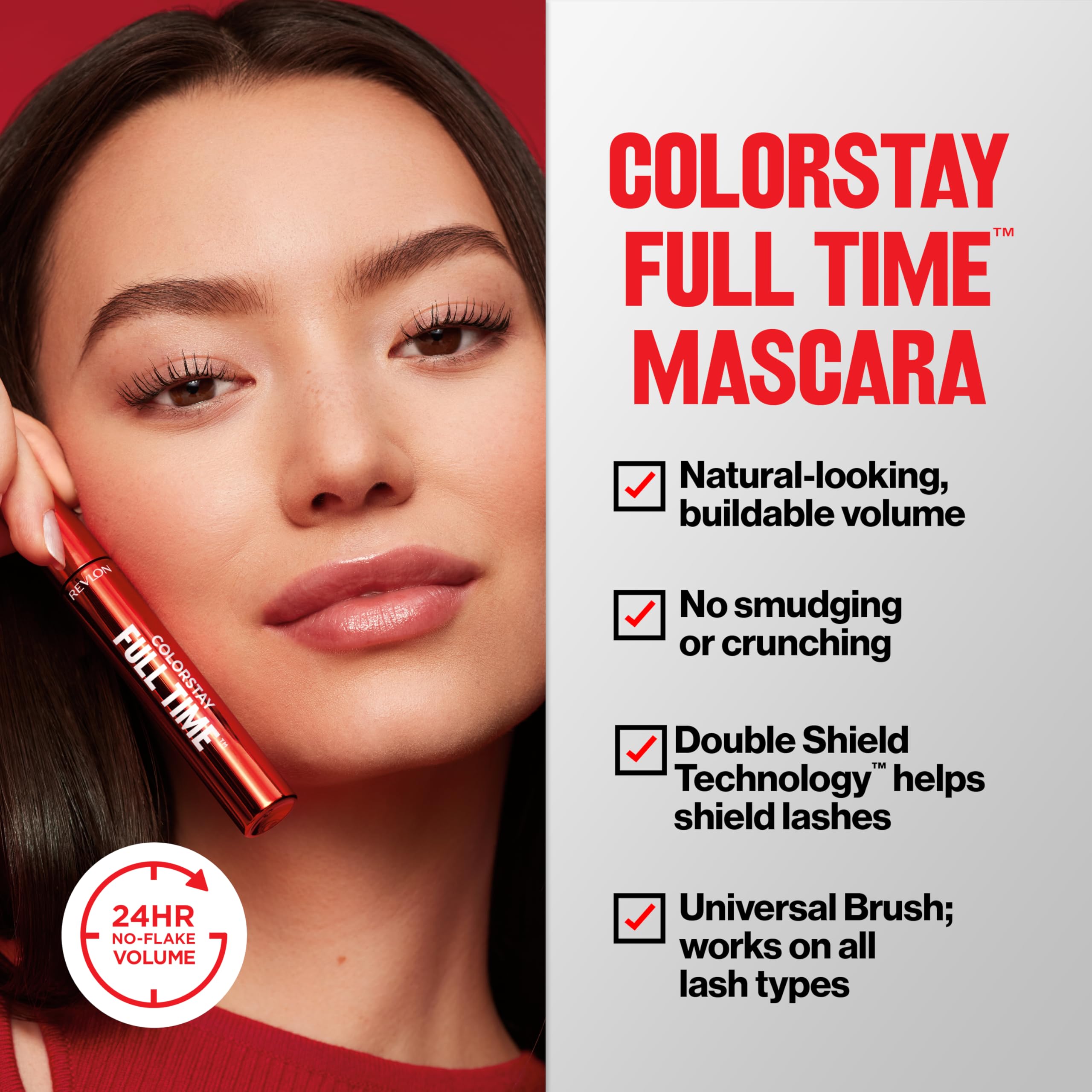 Revlon ColorStay Full Time Mascara, Volumizing Eye Makeup, 24 Hour Wear, Smudge-Proof, Non-Clumping and Flake-Free Formula, 403 Natural Brown