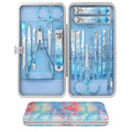 OFIDUS Nail Clippers Set, Finger and Toenail Clippers, Professional Manicure and Pedicure Set, 18 Pieces, Nail Care Tools with Luxury Travel Case (Diamond Blue)