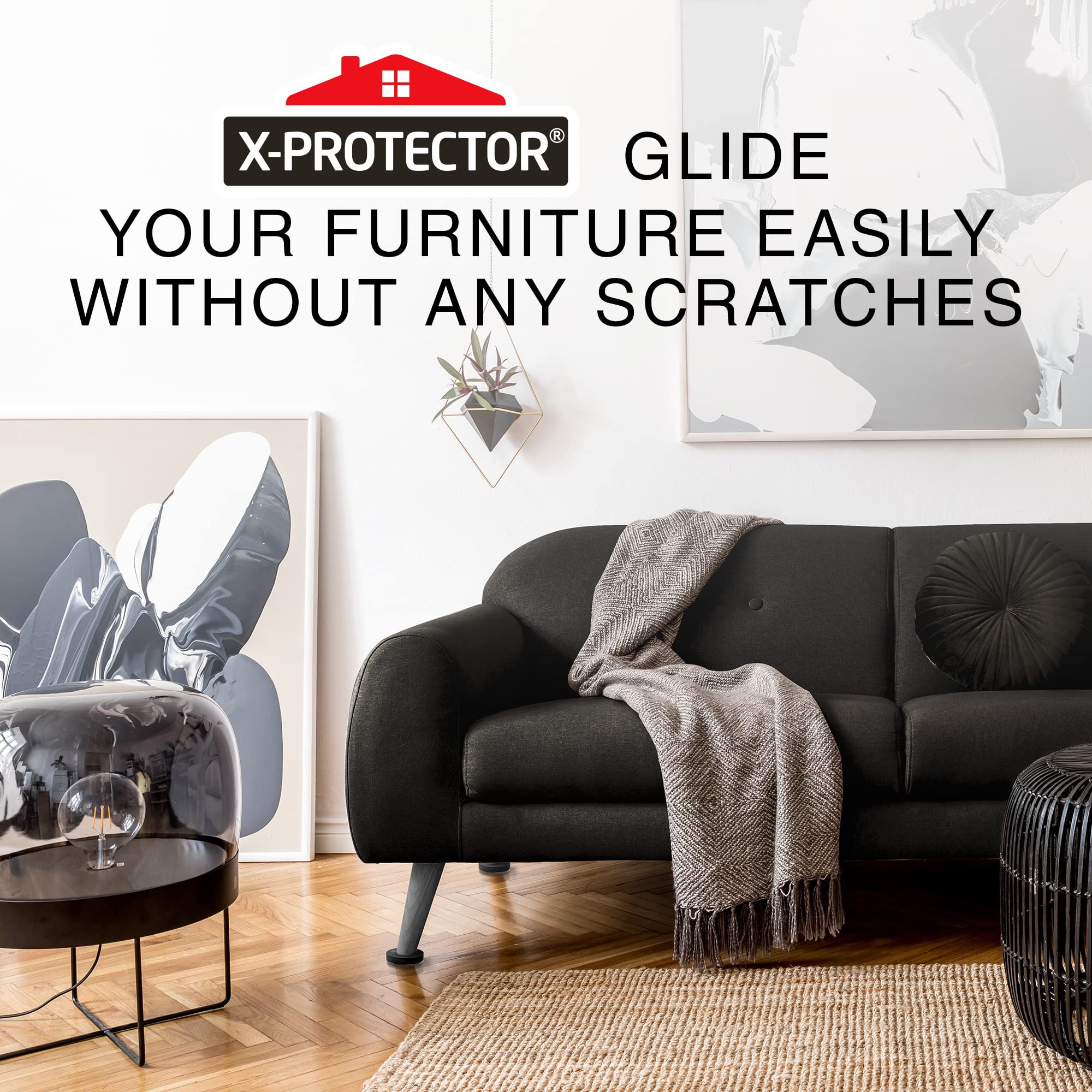 Felt Furniture Sliders for Hardwood Floors X-PROTECTOR 16 PCS 3 ½” - Furniture Slider with Unique Design - Heavy-Duty Furniture Movers for Hard Surfaces - Felt Sliders - Move Your Furniture Easily!