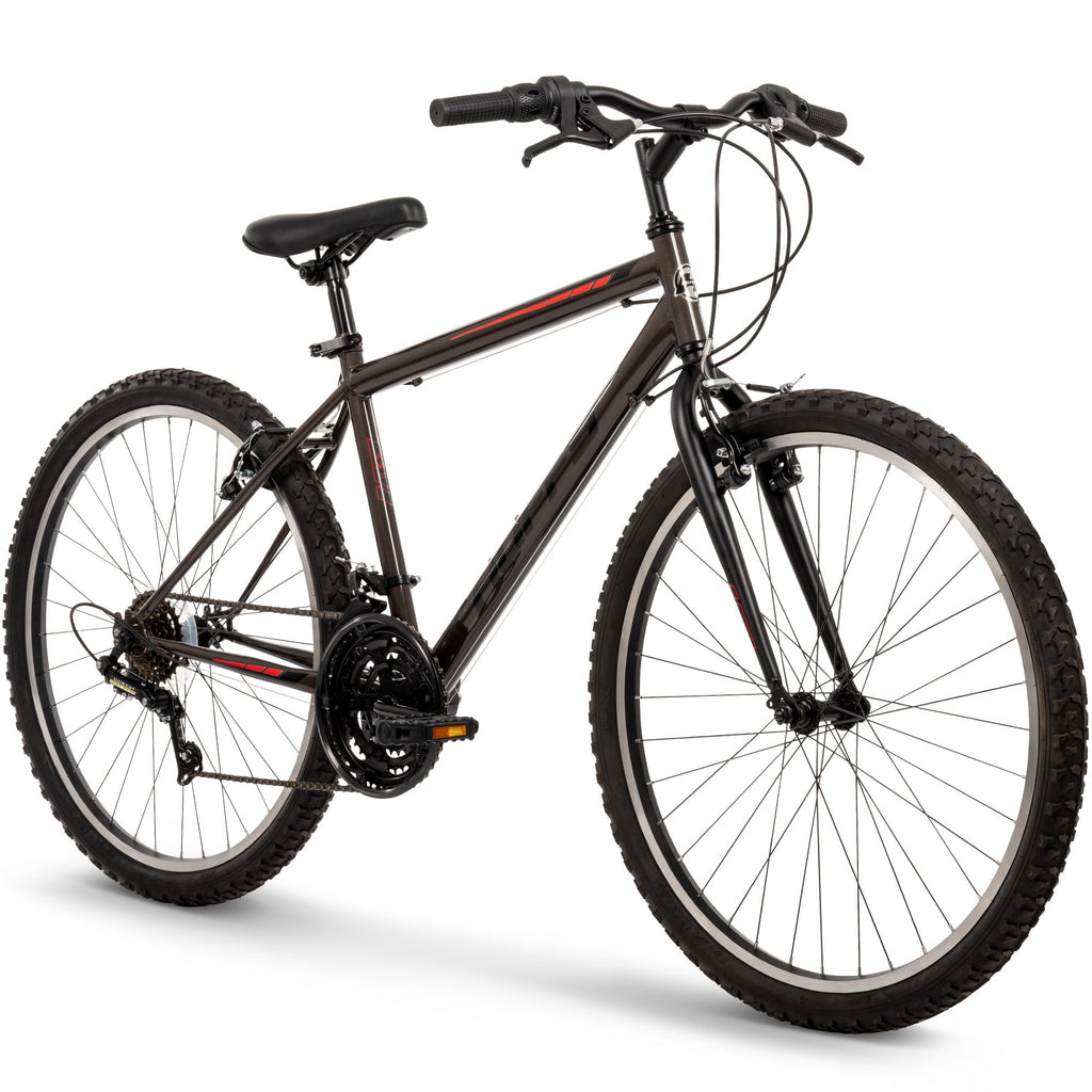 Huffy North Peak 26-Inch Men's Mountain Bike, Durable Hi-Ten Steel Frame, 15-Speed Twist Shifter, Front and Rear Linear-Pull Brakes, All-Terrain Tires, Padded ATB Saddle