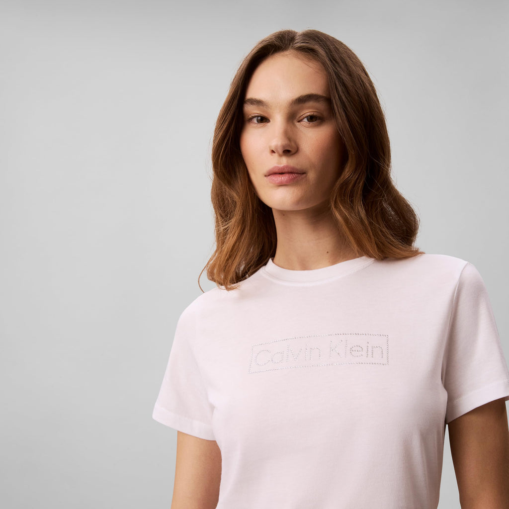 Calvin Klein Women's Slim Fit Cotton Modal Monogram Tee