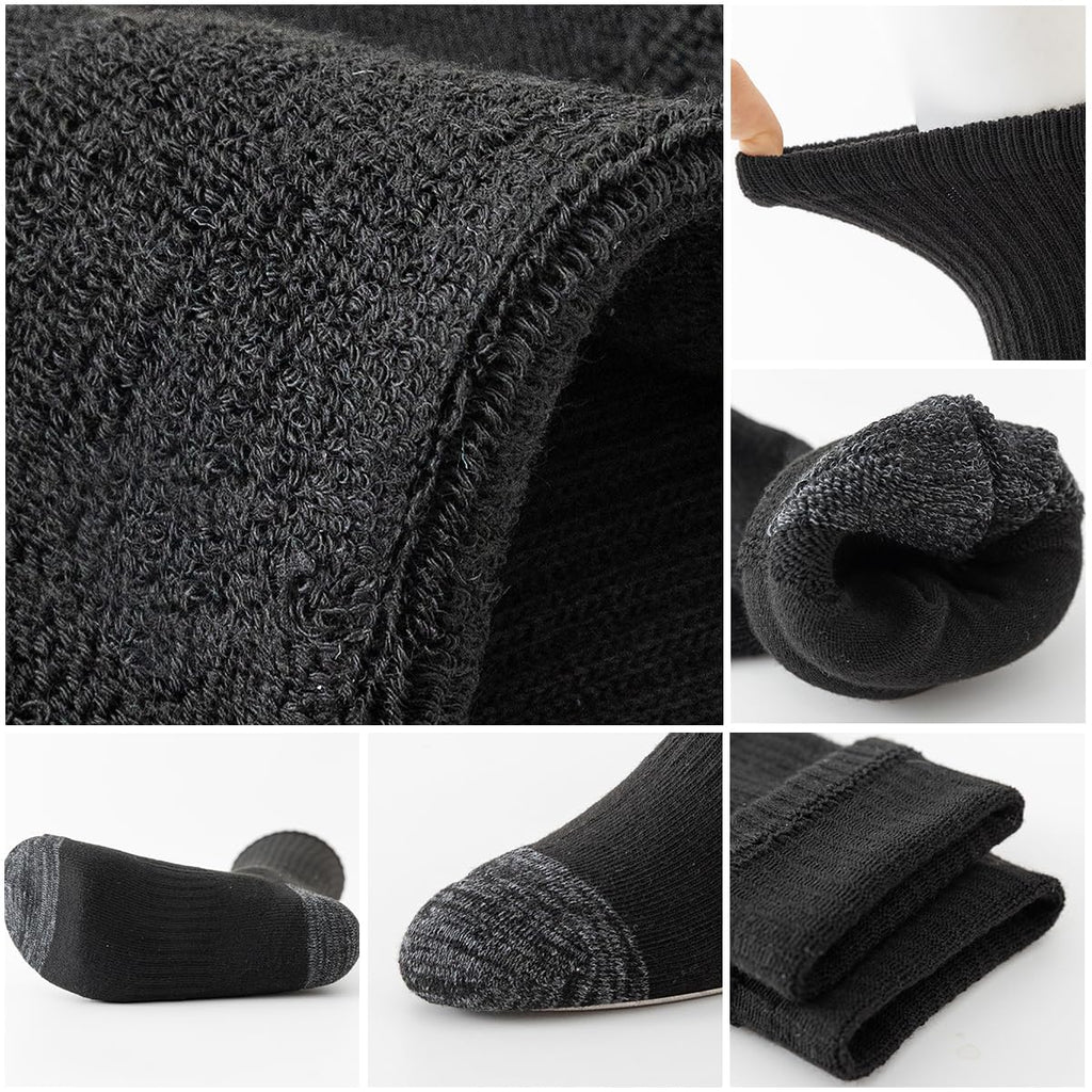 JOYNÉE 8 Pairs Mens Crew Cushion Socks Work Athletic Running Socks Casual Breathable Socks for Men,Black,Sock Size:10-13