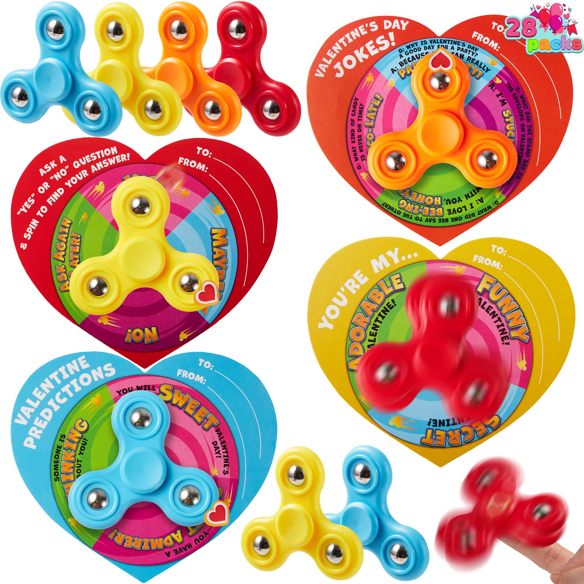 JOYIN 28 PCSFidget Spinner with Gifts Cards, Stress Relief Hand Finger Spinner Fidget Toy for Kids Party Favors for Classroom Exchange Toy, School Classroom Prizes Exchange Gift
