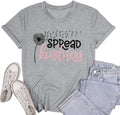 Women Spread Kindness Shirt Dandelion Graphic Top, Grey L