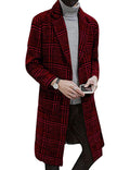 Springrain Men's Wool Blend Pea Coat Notched Collar Single Breasted Overcoat Warm Winter Trench Coat(WineRed-S)