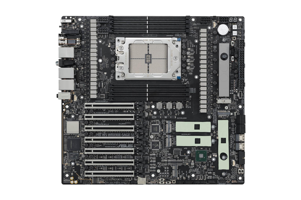 ASUS Pro WS WRX90E-SAGE SE EEB Workstation Motherboard, AMD Ryzen™ Threadripper™ PRO 7000 WX-Series, ECC R-DIMM DDR5, 32 Power-Stage,7xPCIe 5.0x16, PCIe 5.0 M.2, 10Gb & 2.5Gb LAN, Multi-GPU Support