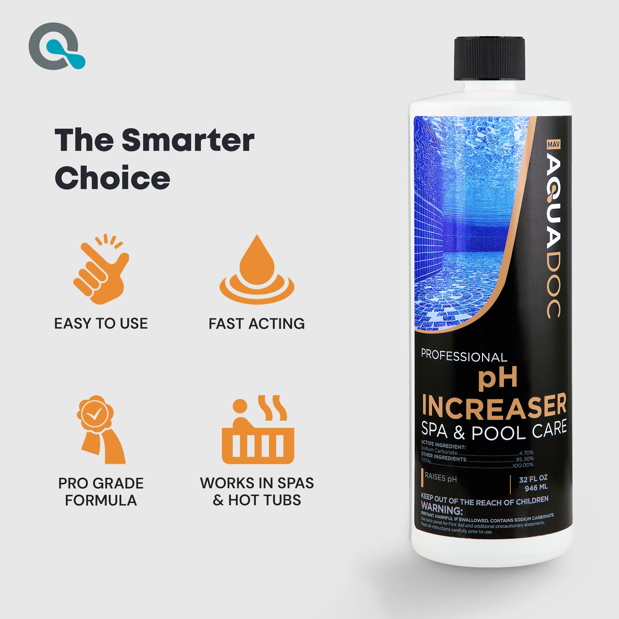 AquaDoc Spa pH Increaser - pH Up for Hot Tub Water Balance, 32 oz (2 Pack)