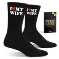 VICRAZY Valentines Day Gifts for Him, Husband, Men - Funny Gifts for Husband from Wife - Couple Gift For Anniversary, Wedding - Unique Stocking Stuffers, Birthday gift - I Love My Wife Socks