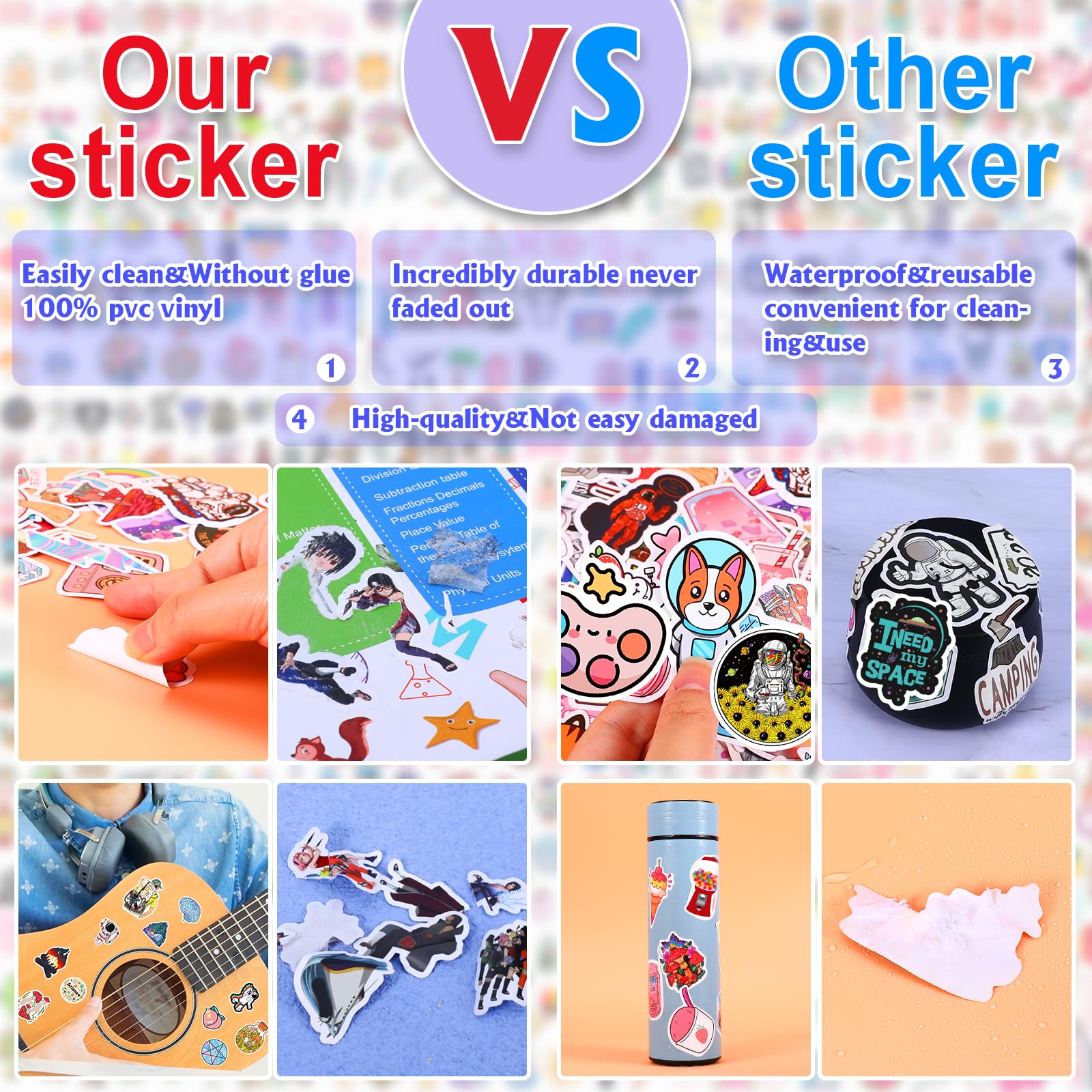 Arme 600 PCS Stickers Pack，Cute Colorful Waterproof Stickers，Vinyl Art Stickers.Valentine's Day Stickers for Water Bottles,Skateboards and Notebooks, Laptop Sticker for Teens Girls Kids Adults