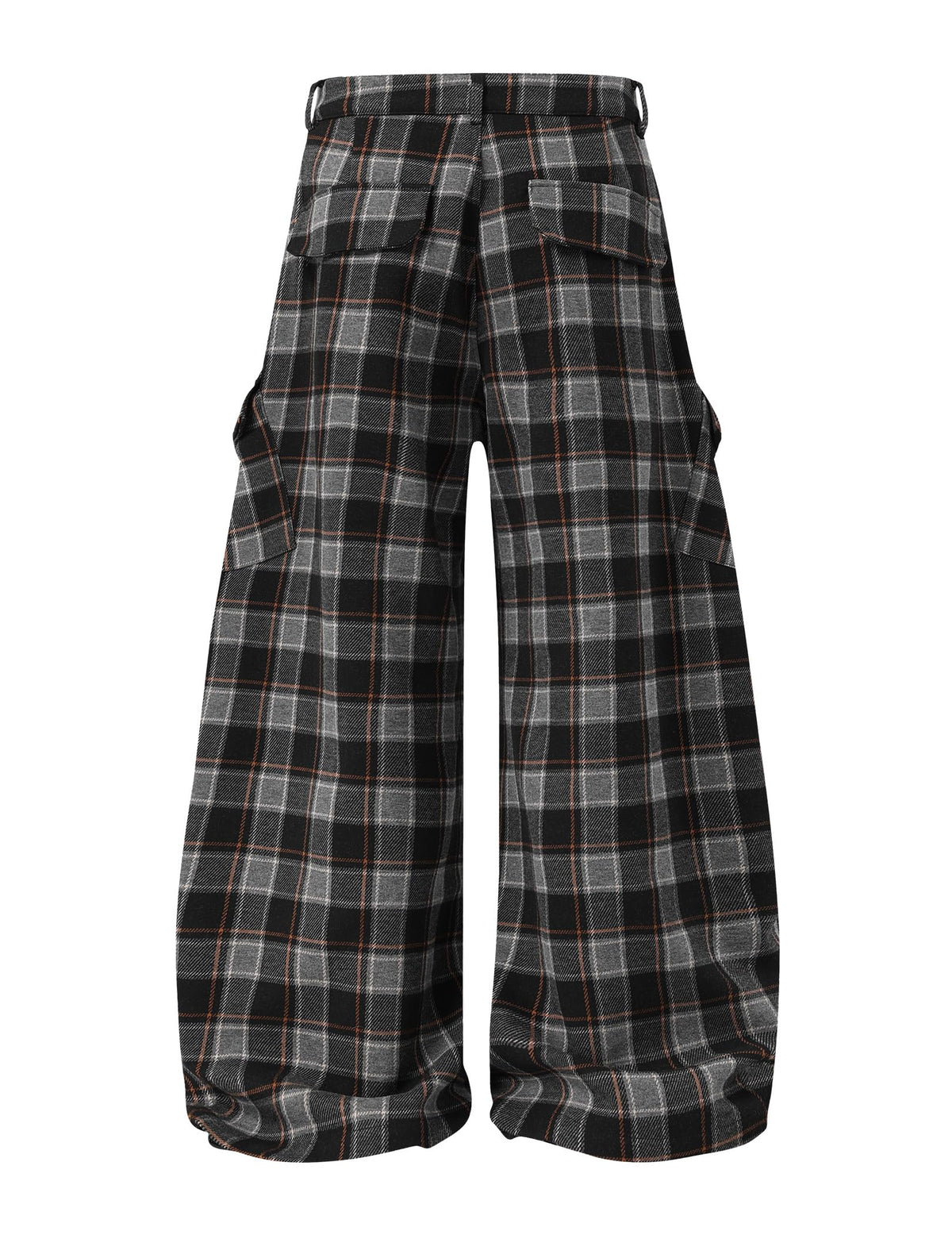 Aelfric Eden Plaid Cargo Pants Mens Womens Wide Leg Baggy Barrel Flannel Y2K Vintage Streetwear Casual Trousers with Chain Black XS