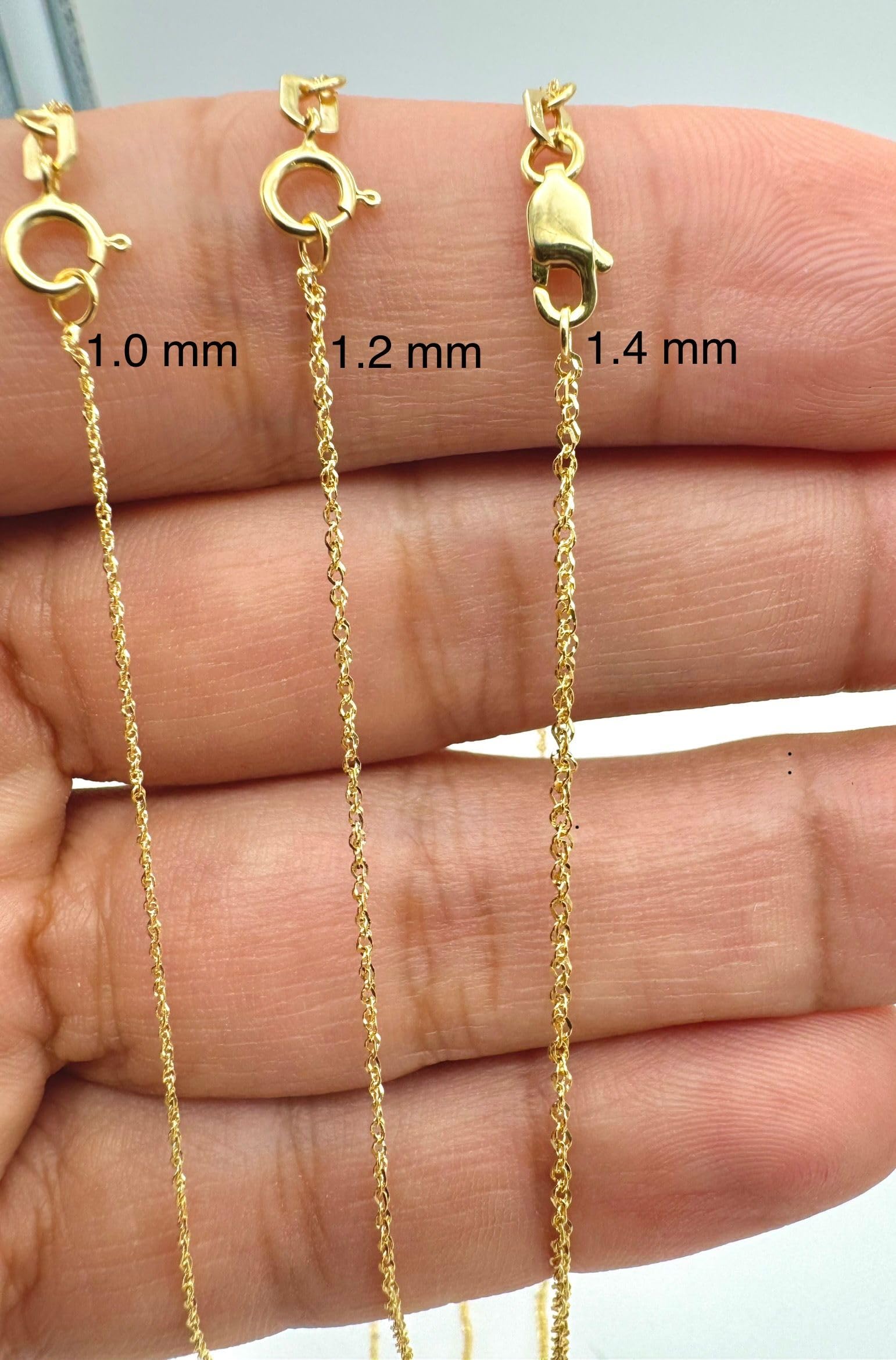 JEWELHEART Sparkle 14K Solid Gold Singapore Chain – Dainty Diamond-Cut Twisted Link Chain Necklace 1.4mm – Elegant Yellow Real Gold Pendant Necklace for Women with Lobster Clasp 20"
