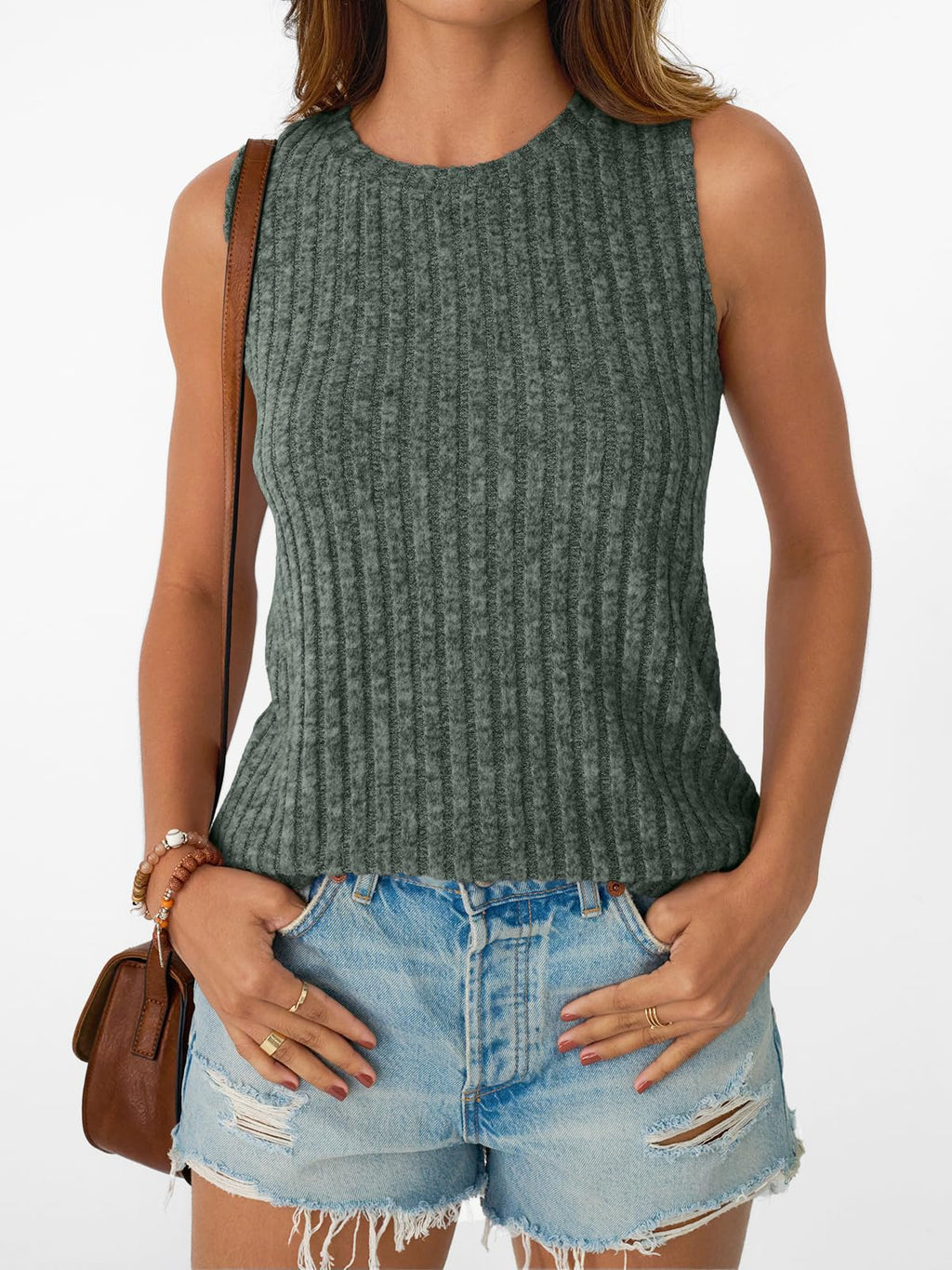 AUTOMET Summer Tank Tops Womens Sleeveless Tunic Shirts Basic Soft Clothes 2026 Casual Trendy Spring Beach Fashion Vacation Outfits DarkGreen 2XL
