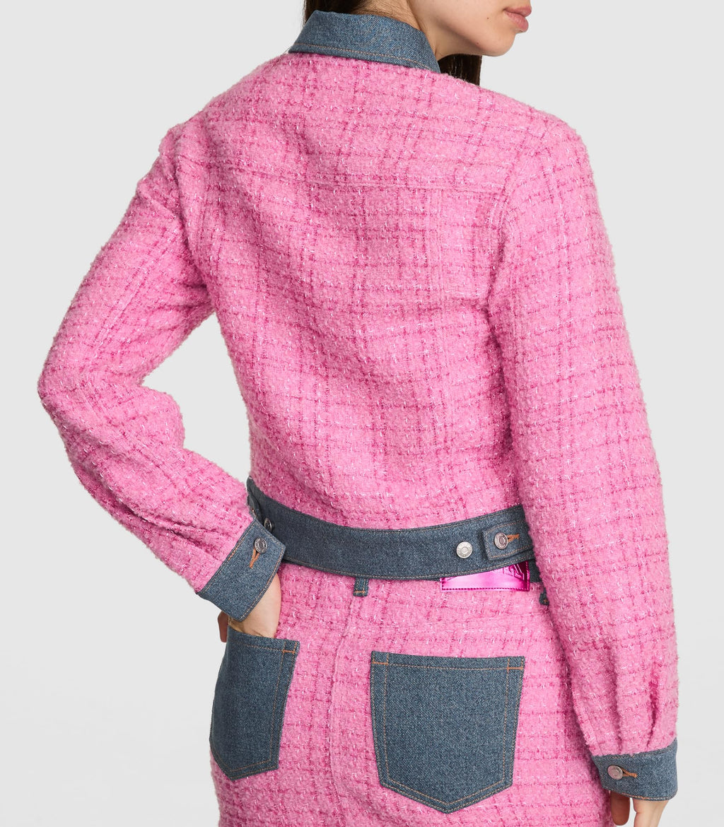 Victoria's Secret PINK | Elle Denim Tweed Jacket, Pink Tweed/Blue Wash, M