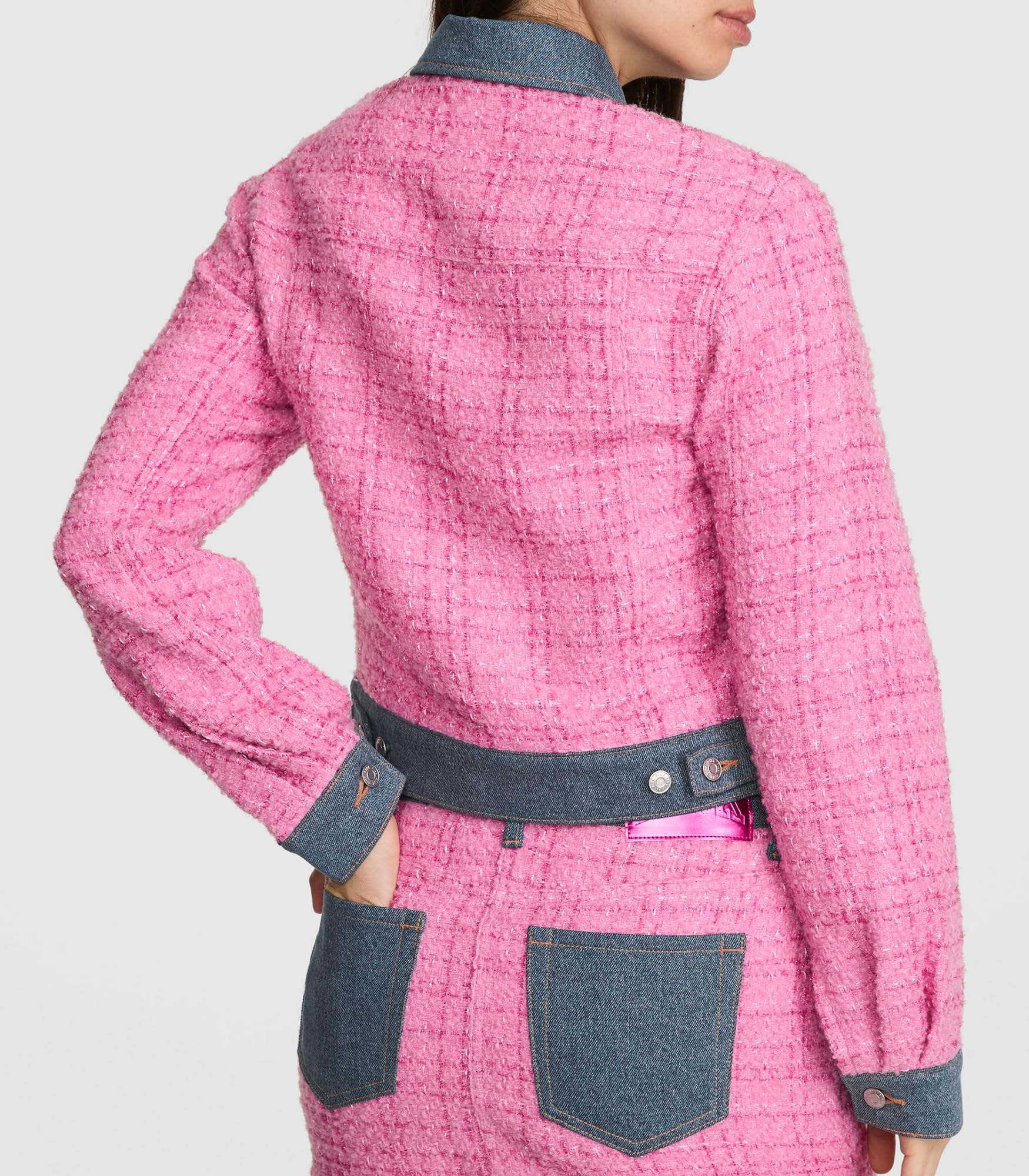 Victoria's Secret PINK | Elle Denim Tweed Jacket, Pink Tweed/Blue Wash, M
