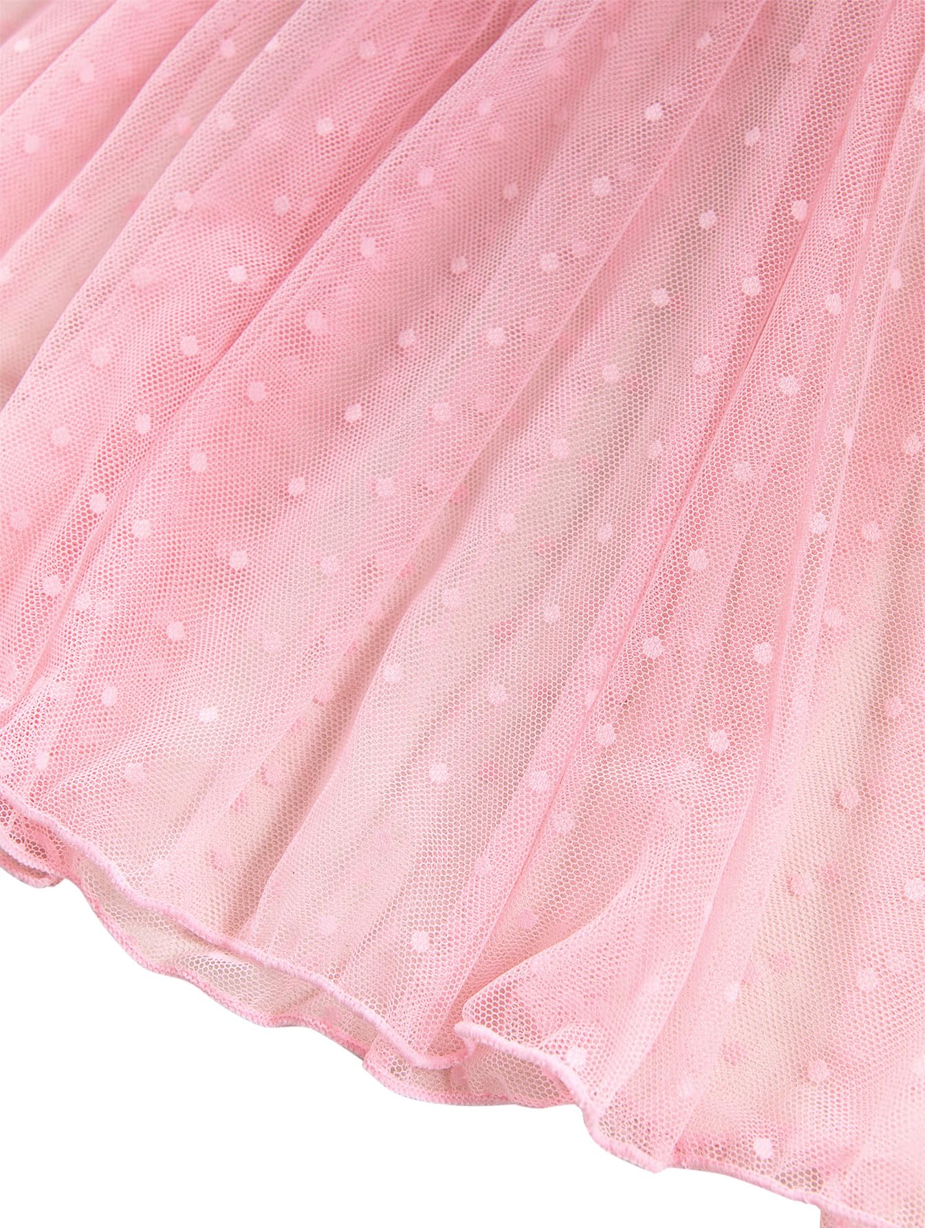 Lilosy Sexy Polka Dots Mesh Sheer Babydoll Chemise Lingerie Set Floral Lace Sleep Wear Women Deep V Slip Night Dress Nighty Negligee Gown With Thong 2 Piece Pink Medium