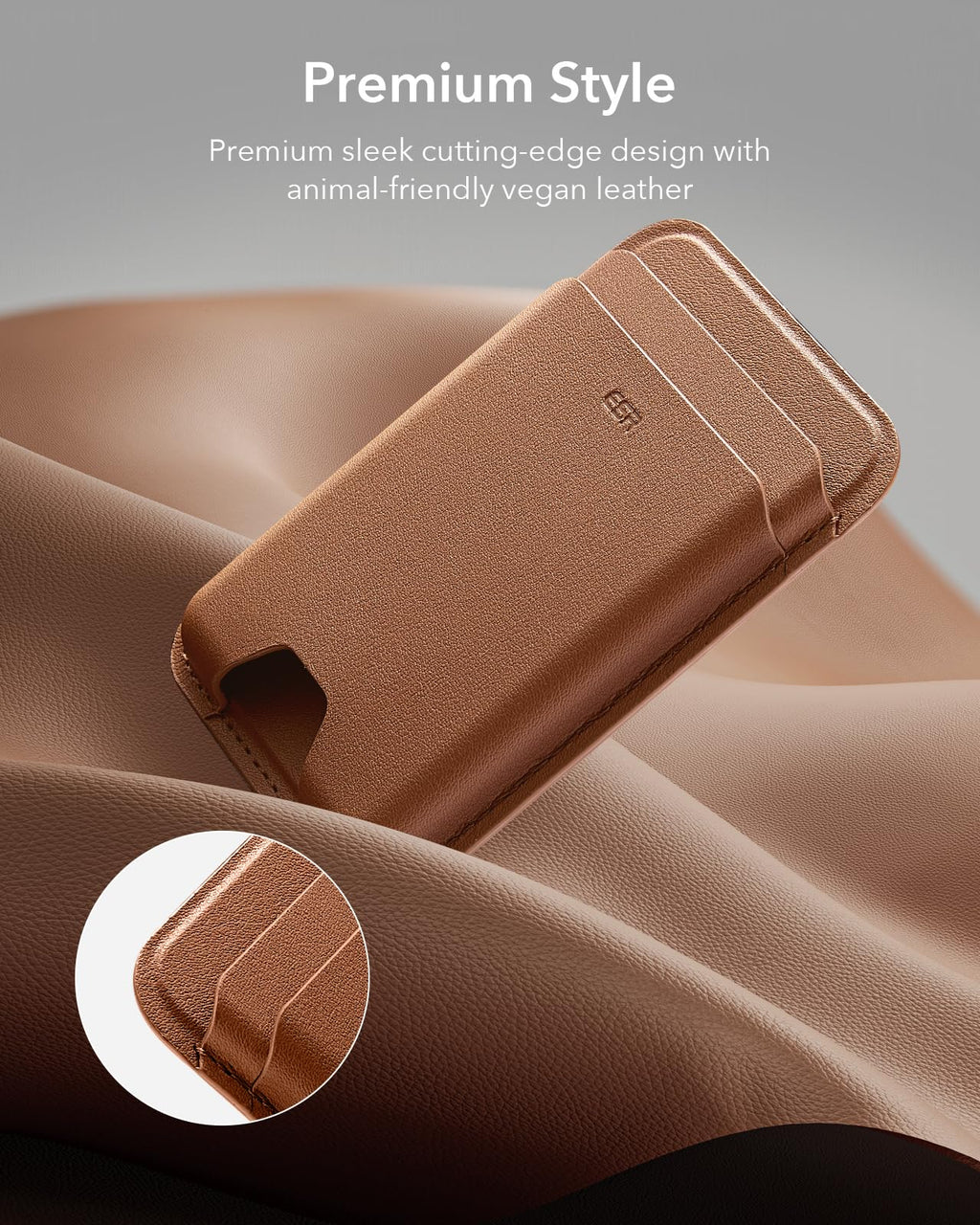 ESR for MagSafe Wallet, 5-Card Holder With RFID Blocking, MagSafe Sticker Included, Slim Magnetic Wallet for iPhone 17/16/15/14/13/12 Series and Selected Samsung Devices, Not for 13/12 Mini, Brown
