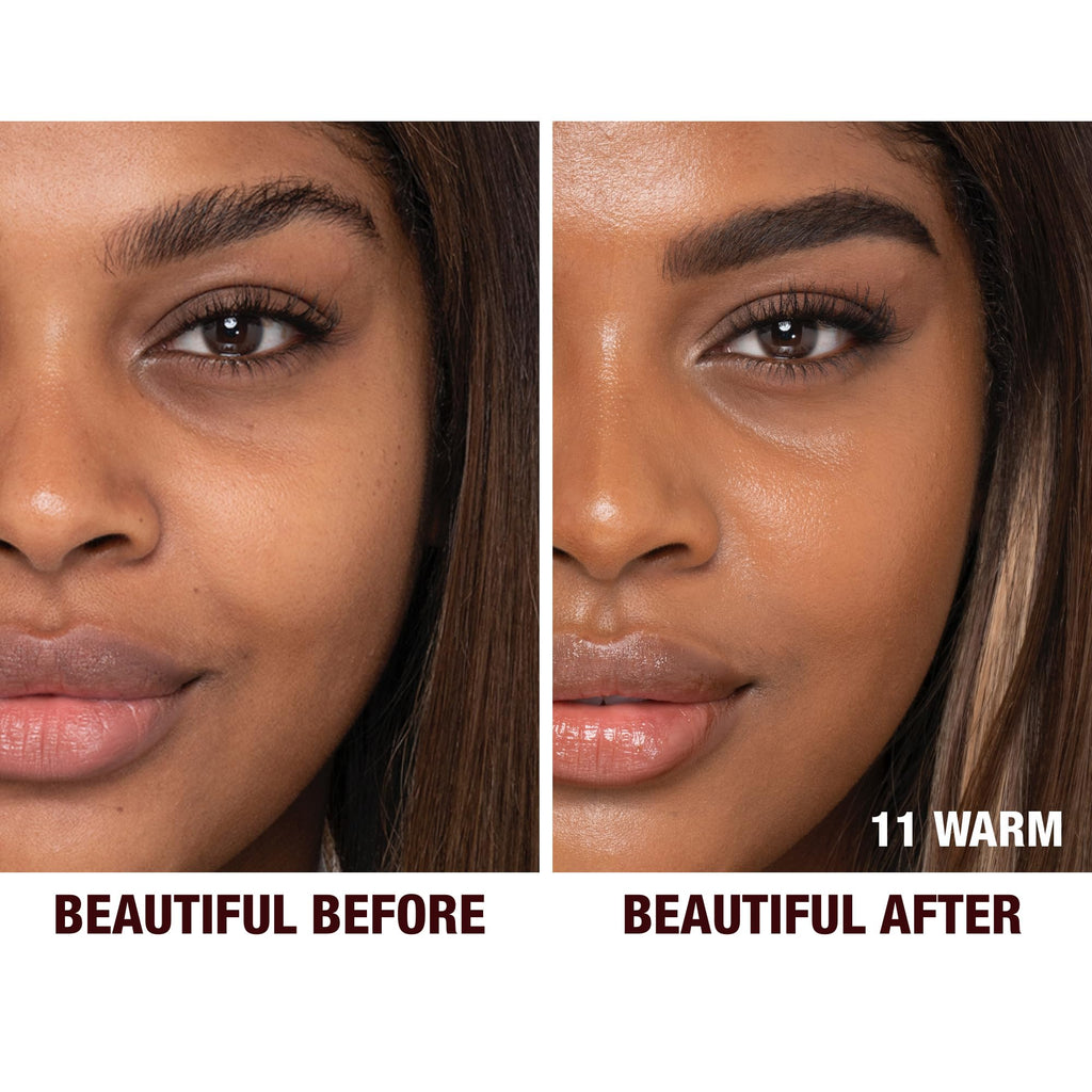 Charlotte Tilbury Beautiful Skin Medium Coverage Hydrating Foundation - Buildable Liquid Makeup for Instant Glow, Plumping Hydration & Lasting Skincare Benefits - 11 Warm