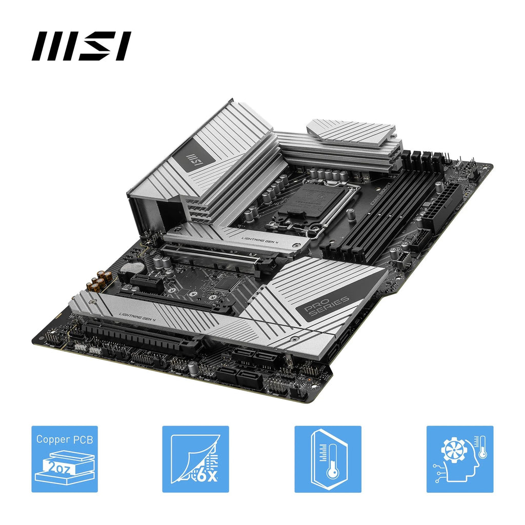 MSI PRO Z790-A WiFi II Motherboard, ATX - Supports Intel Core 14th, 13th & 12th Gen Processors, LGA 1700-80A SPS VRM, DDR5 Memory Boost 7800+MT/s/OC, PCIe 5.0 x16, 4 x M.2 Gen4, Wi-Fi 6E, 2.5G LAN