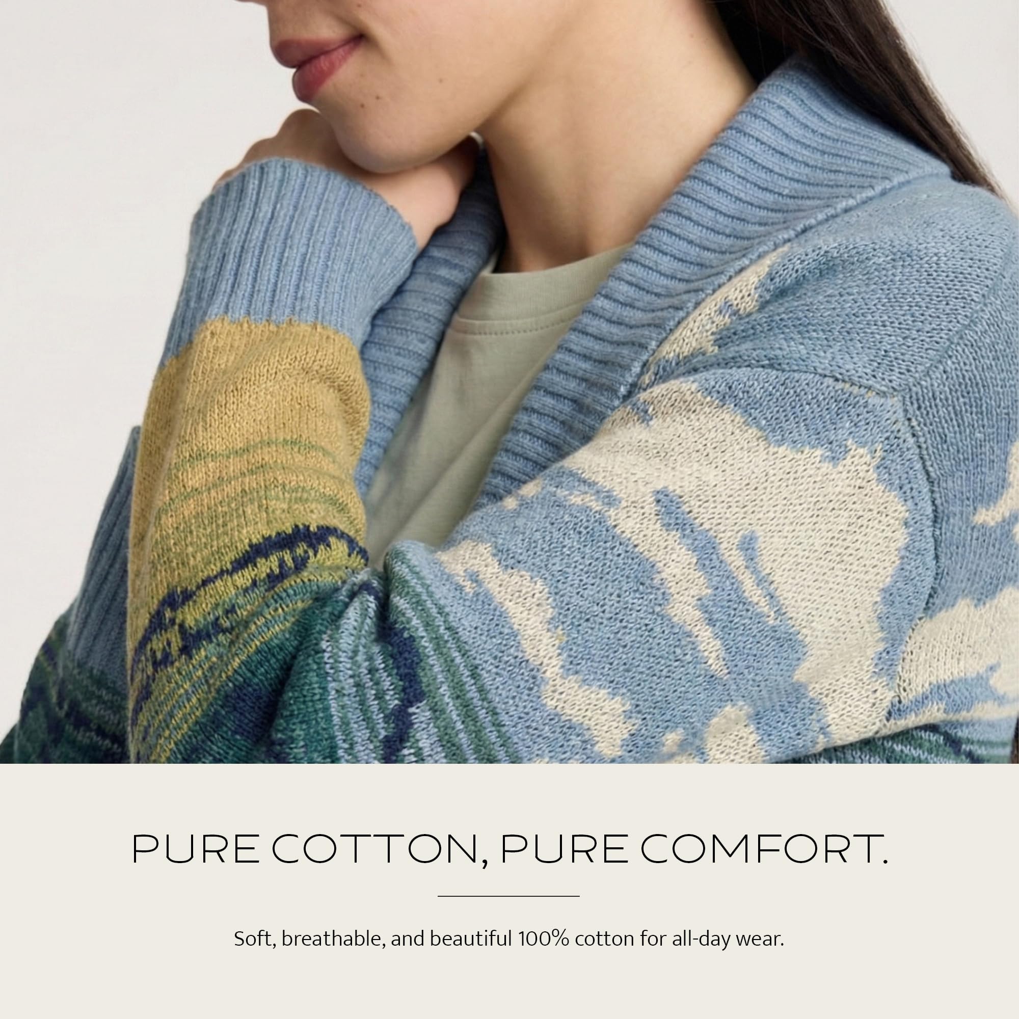Pendleton Big Sky Cardigan for Women, 100% Cotton Sweater, Lightweight Casual Women's Cardigan, Made in USA, Landscape Pattern Knitwear