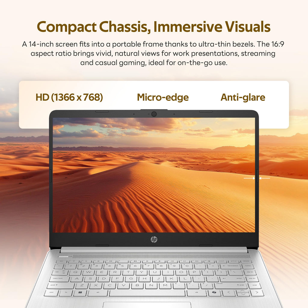HP Flagship 14" HD Student&Business Laptop with AI Copilot, 13th Gen Intel 4-Core, 4GB RAM, 1.12TB Storage (128GB UFS + 1TB Docking Station), 1 Year Office 365, Wi-Fi 6, Win 11 S, Natural Silver