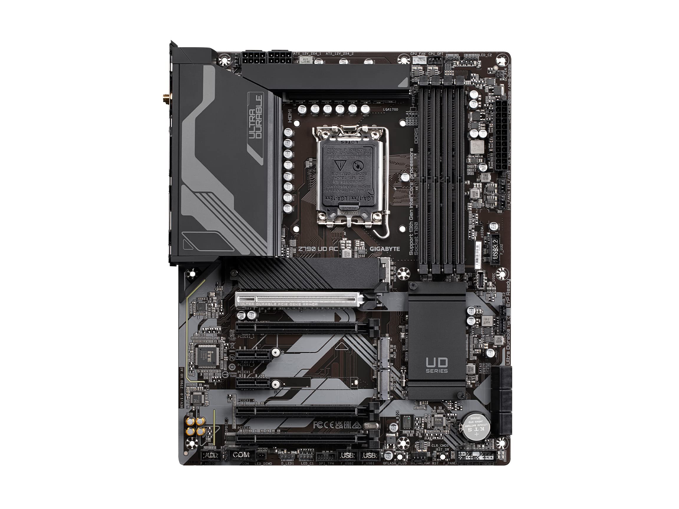 GIGABYTE Z790 UD AC LGA 1700 ATX Motherboard, Support Intel Core 14th/13th/12th Gen, DDR5, 16+1+1 Power Phase, 3X M.2, PCIe 5.0, USB-C 3.2, Dual Band WiFi, 2.5GbE, EZ-Latch, Q-Flash, RGB Fusion