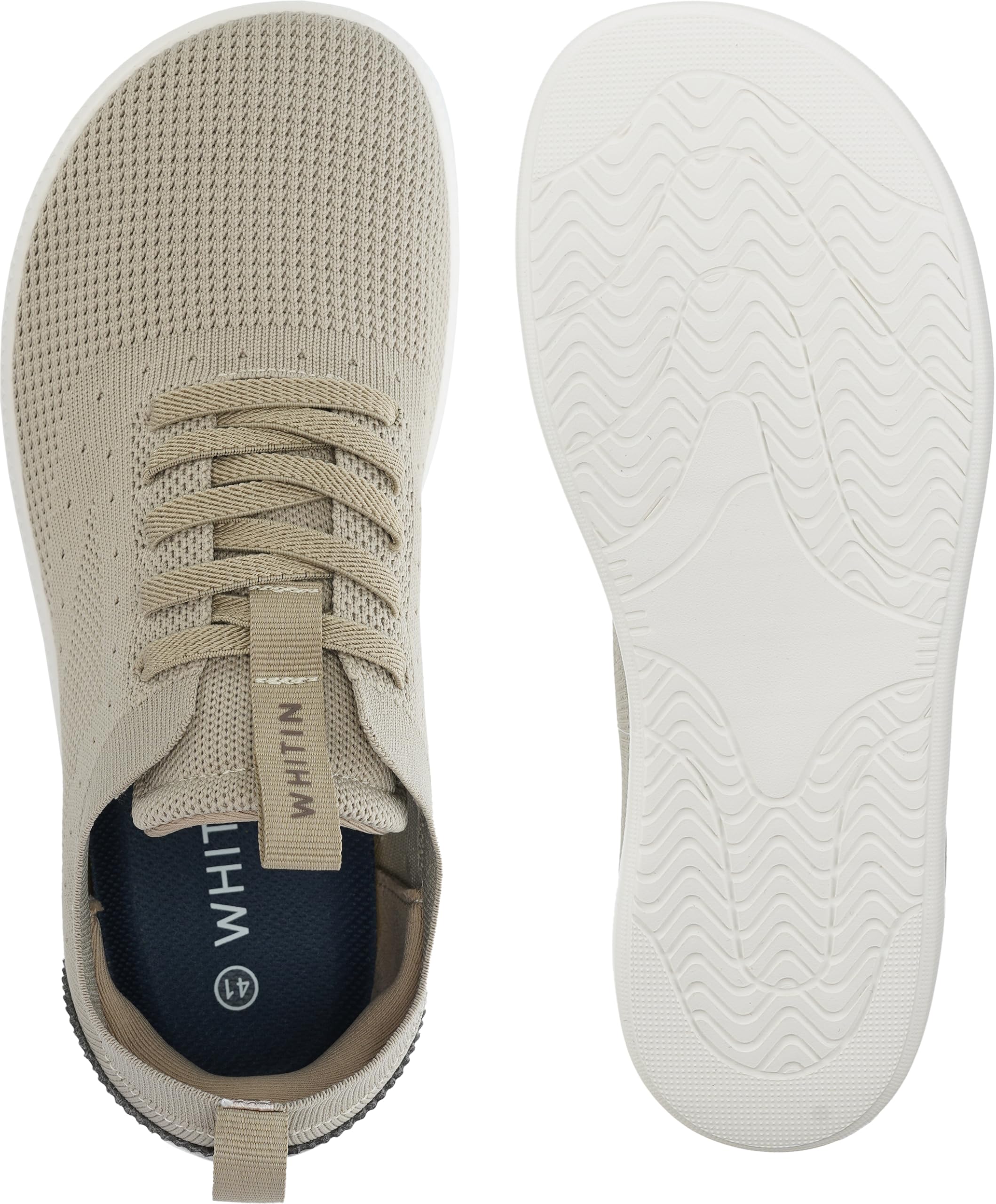WHITIN Mens Wide Toe Box Casual Dress Sneakers Knit Mesh Fashion Shoes Size 13w Zero Drop Oxfords Walking Breathable Zapatos De Vestir para Hombre Casuales Khaki 47