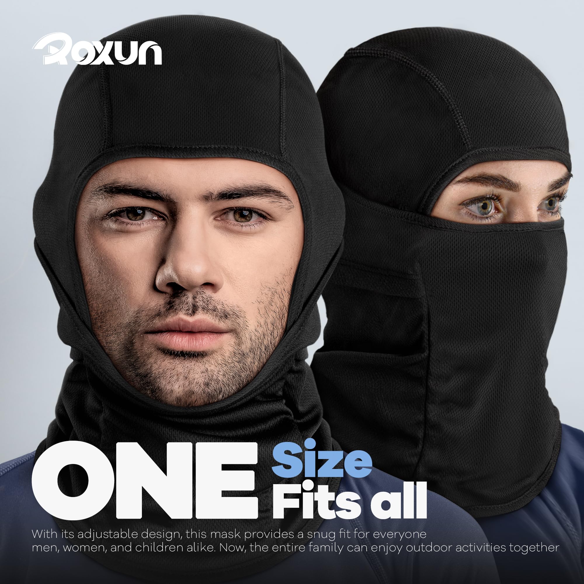 ROXUN Ski Mask Balaclava Shiesty, Motorcycle Winter Windproof Warmth UV Protector for Men/Women Black