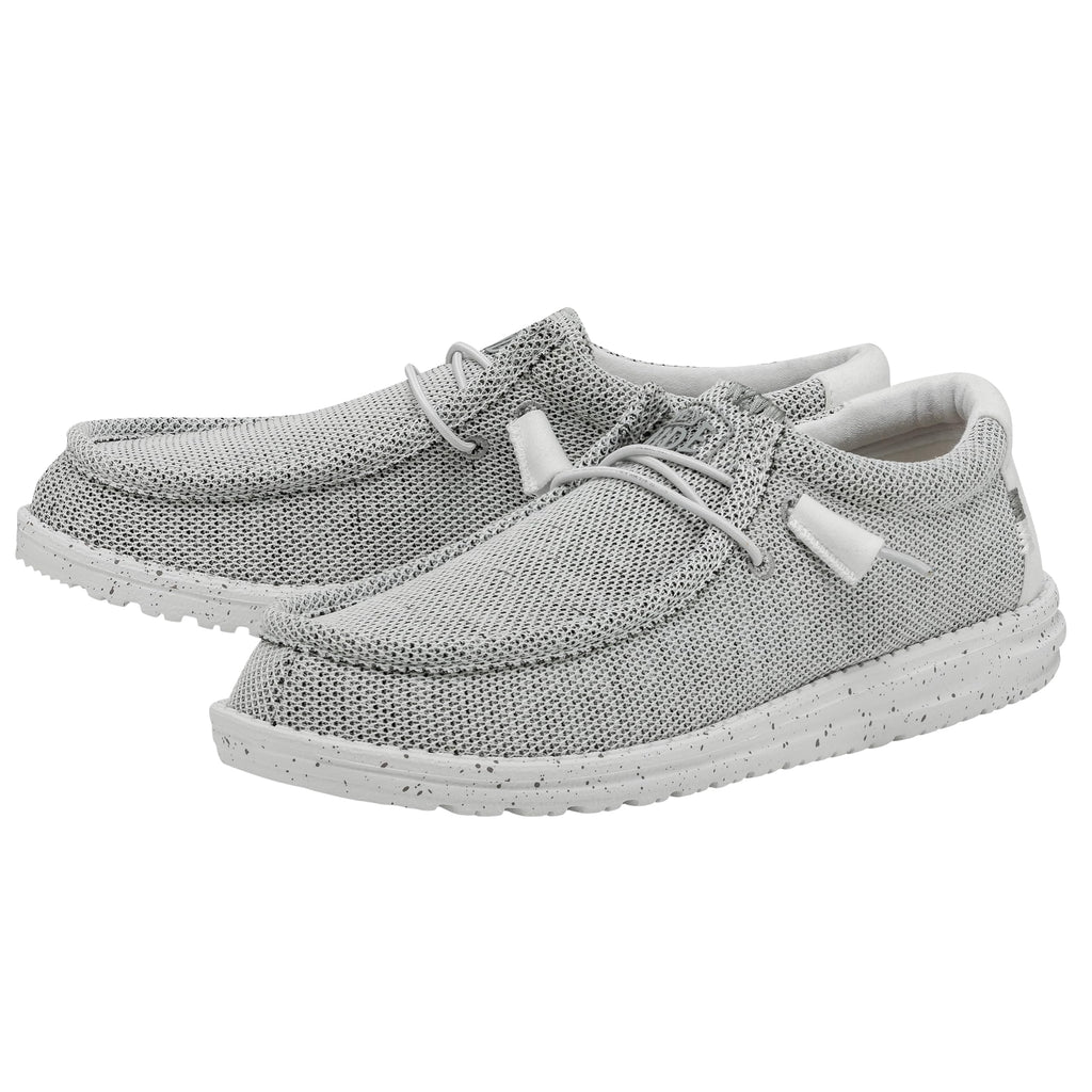 HEYDUDE Men's Wally Sox | Mens Shoes | Men's Lace Up Loafers | Comfortable & Light-Weight Stone White