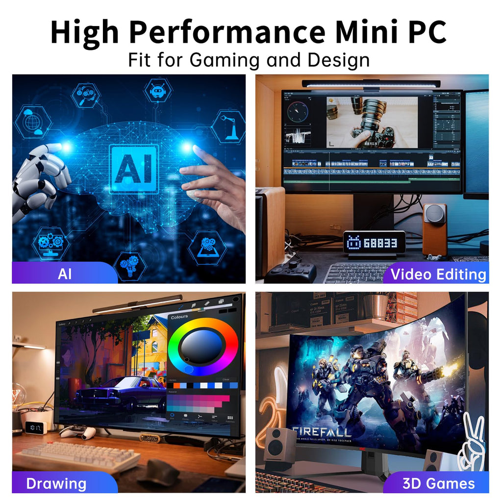 msecore Mini Desktop Computer - 14th Gen Intel Core i9-14900F 24-Core Processor, 64GB DDR5 RAM, 1T PCIE 4.0 SSD, NVIDIA GeForce RTX 4070 12GB GDDR6 Graphics, WiFi 6e, 8K, Four Display, Windows 11 Pro