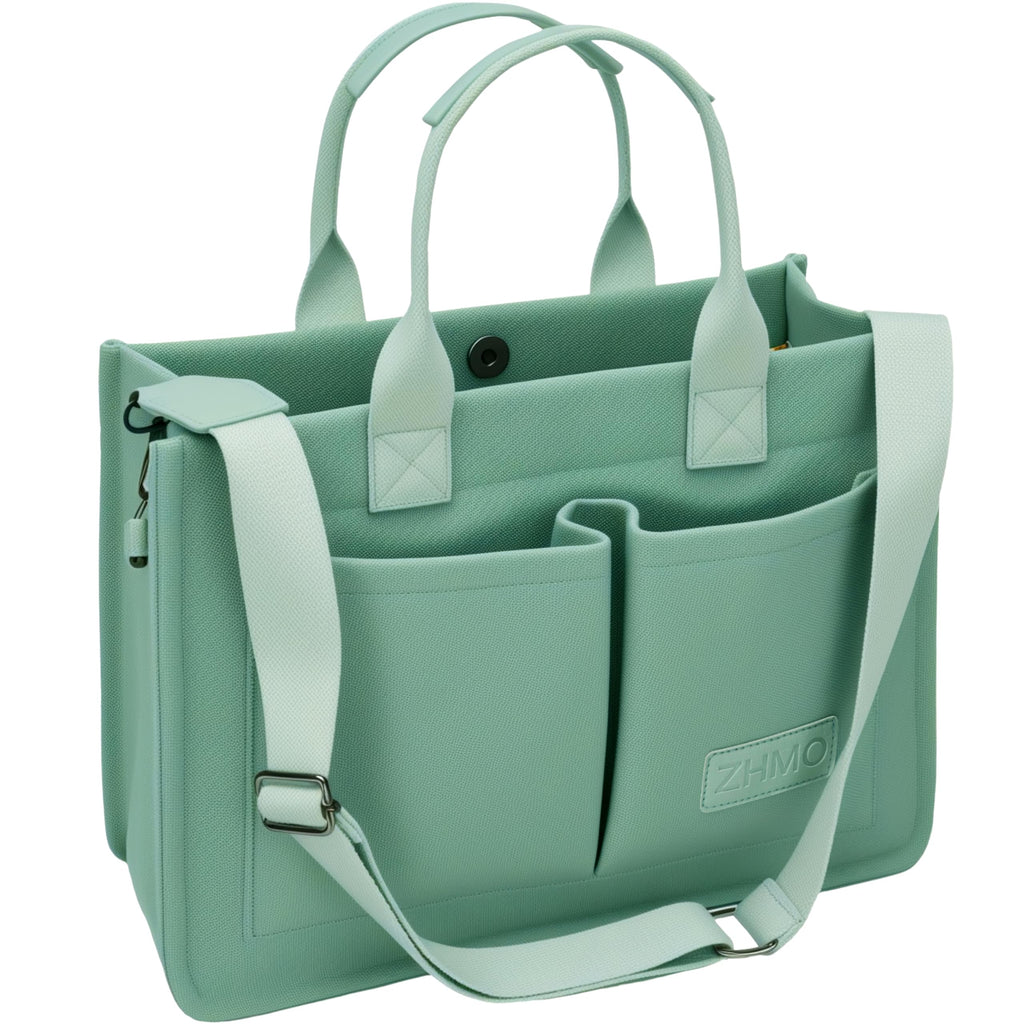 ZHMO Canvas Tote Bag for Women With Compartments and Pockets,Women's Bags Crossbody Bags Work Laptop Tote Bag Large Satchels Handbags Tote Purse Everyday Shoulder Bag for Travel Nurse Teacher Church