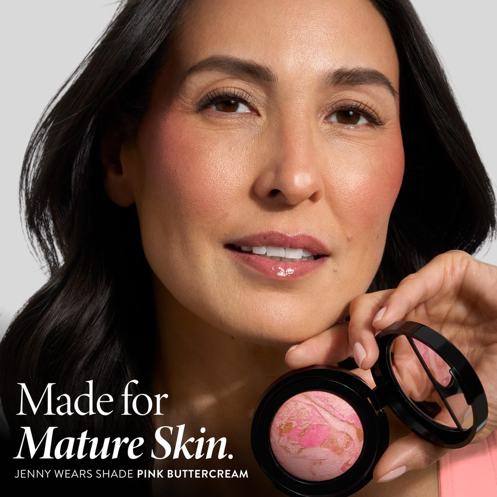 LAURA GELLER NEW YORK Baked Blush-n-Brighten Marbleized Blush + Angled Brush, Ethereal Rose