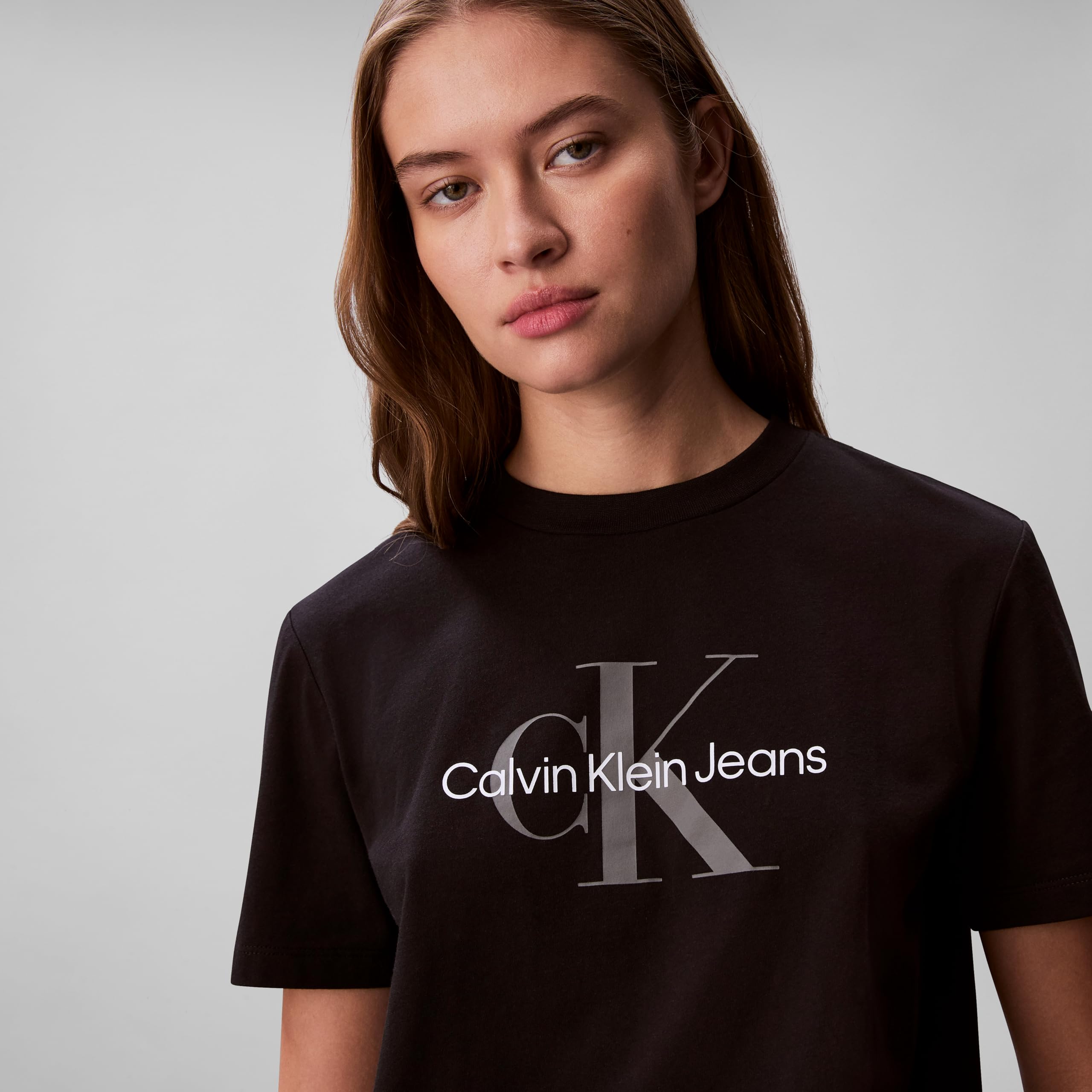 Calvin Klein Women's Monogram Logo Crewneck T-Shirt Black