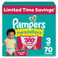 Pampers Diapers - Swaddlers 360° - Size 3, 70 Count, up to 100% Leakproof Comfy Dry Fit, Designed for Easy Changes, Pull On Baby Diaper (Packaging May Vary)