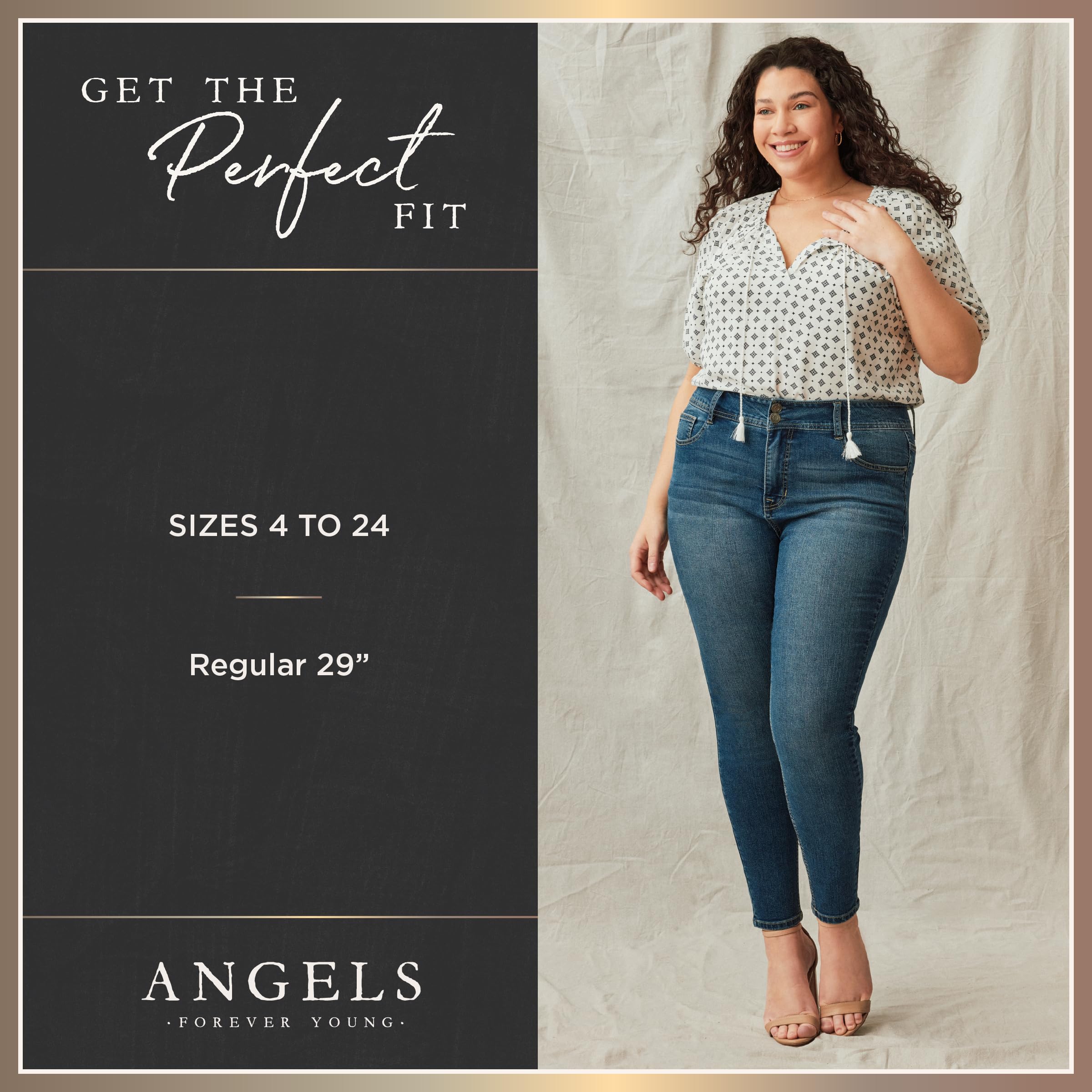 Angels Forever Young Evershape Skinny Jeans for Women - High-Rise, Figure Enhancing Stretch Denim, Berkeley, 8