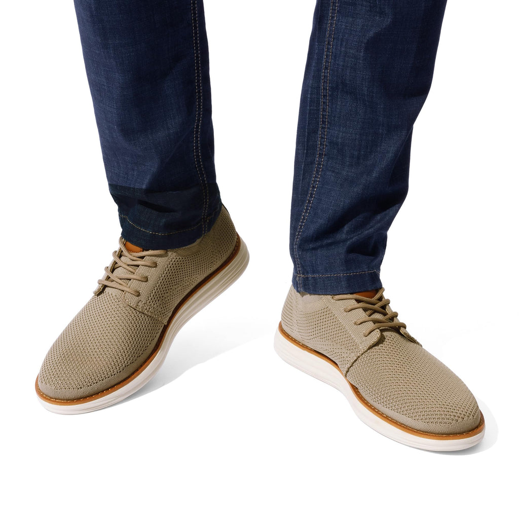 Bruno Marc Men's KnitFlex Breeze Mesh Sneakers Oxfords Lace-Up Lightweight Casual Walking Shoes,Size 11,Khaki,GRAND-01