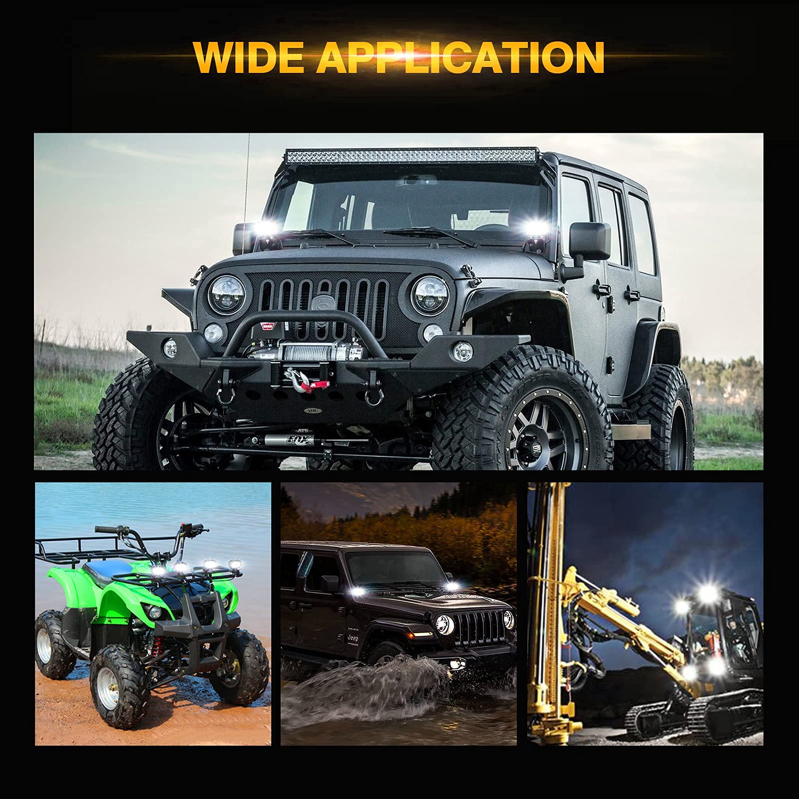 Auxbeam 4in 60W LED Pod Light for Truck, Super Bright Spot Beam 2Pcs Cube Offroad Light Bar for ATV UTV SUV Boat Jeep