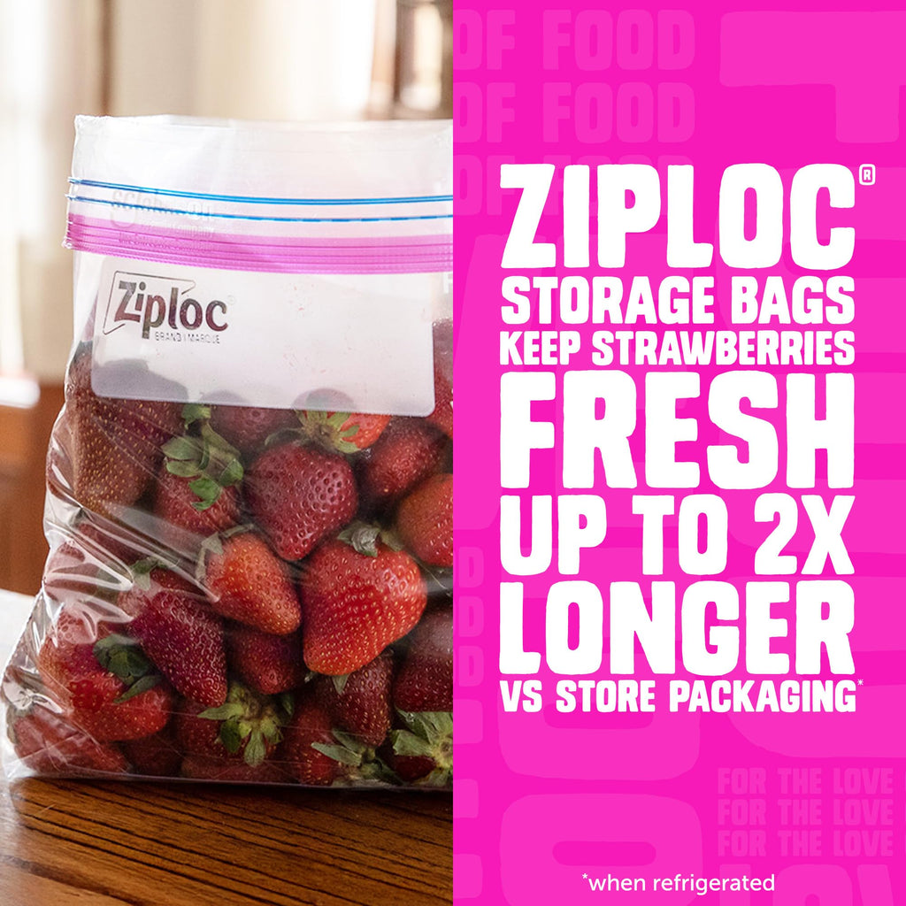 Ziploc Gallon Food Storage Bags, Stand-Up Bottom, Easy to Fill, 22 Count (Packaging May Vary)