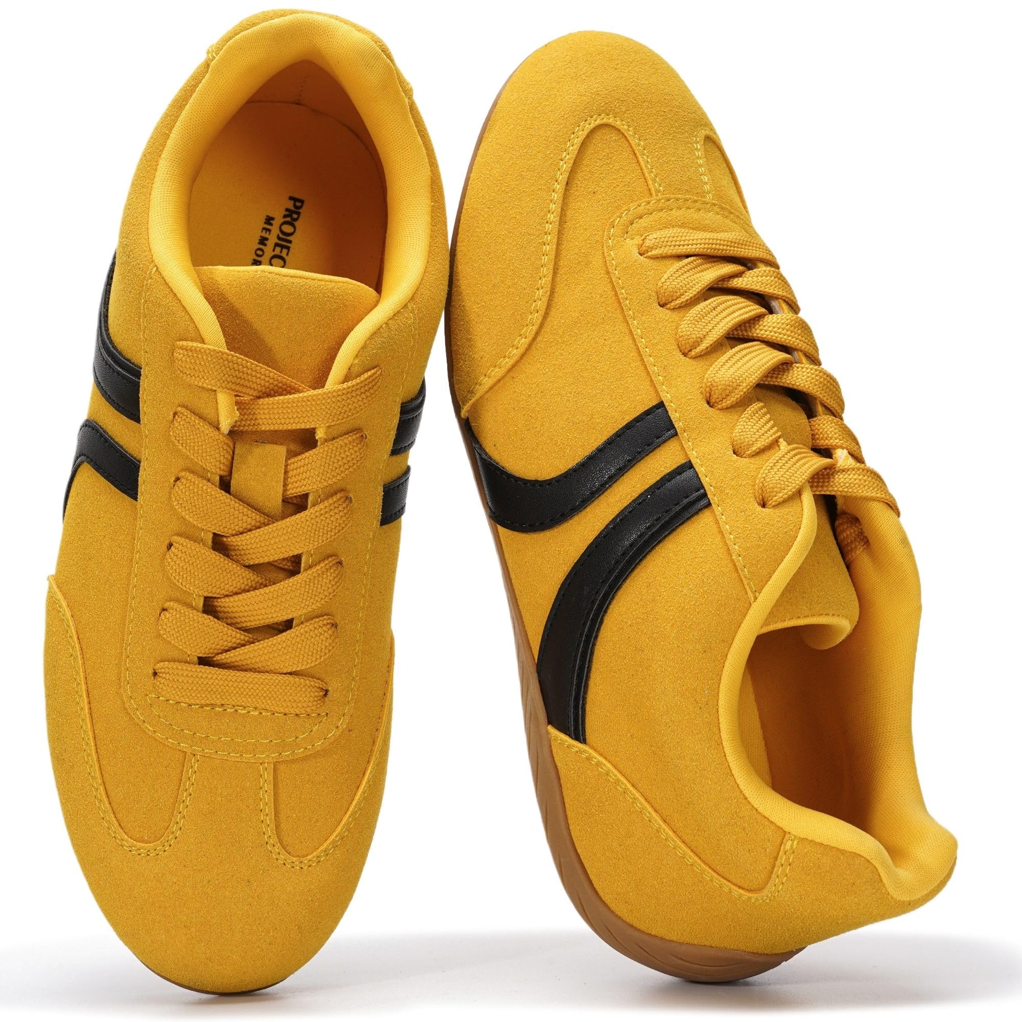 Project Cloud Barefoot Shoes Women – Memory Foam Lace-Up Womens Sneakers – Lightweight & Non Slip Womens Shoes Casual – All-Day Women's Fashion Sneakers for 2026 (Goal, YEL, 7) Yellow