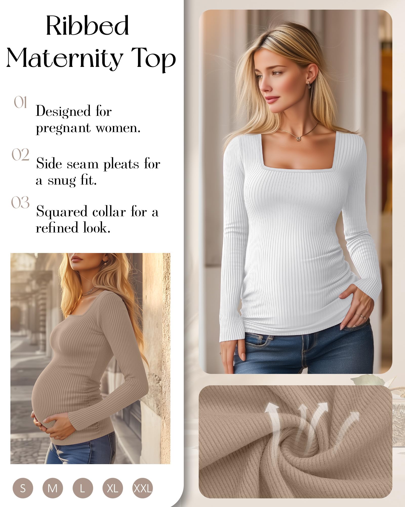Huukeay 4 Pack Women's Maternity Shirts, X-Large, 4-Color