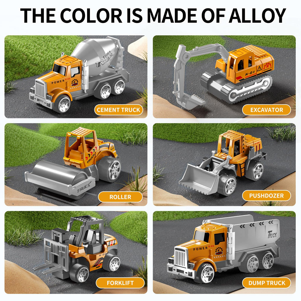 NIPLOOOW Toddler Boys Construction Truck Vehicle Toy Set with Play Mat and Die-Cast Toy Car, Transport Carrier Truck for Kids 3-5, Birthday Gifts Toys for 3-8 Year Old Boys