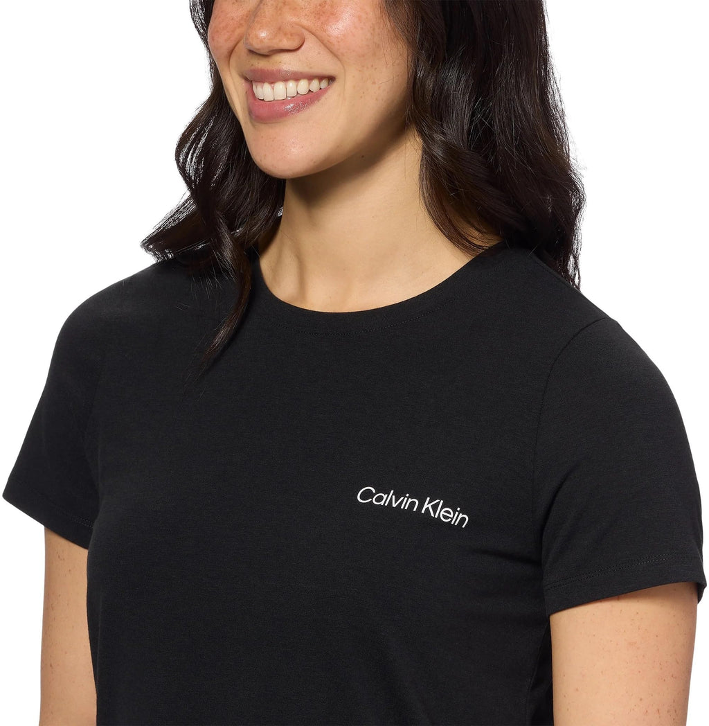Calvin Klein Women's Refresh Short Sleeve T-Shirt & Shorts 2-Piece Pajama Set (US, Alpha, Small, Regular, Regular, Black)