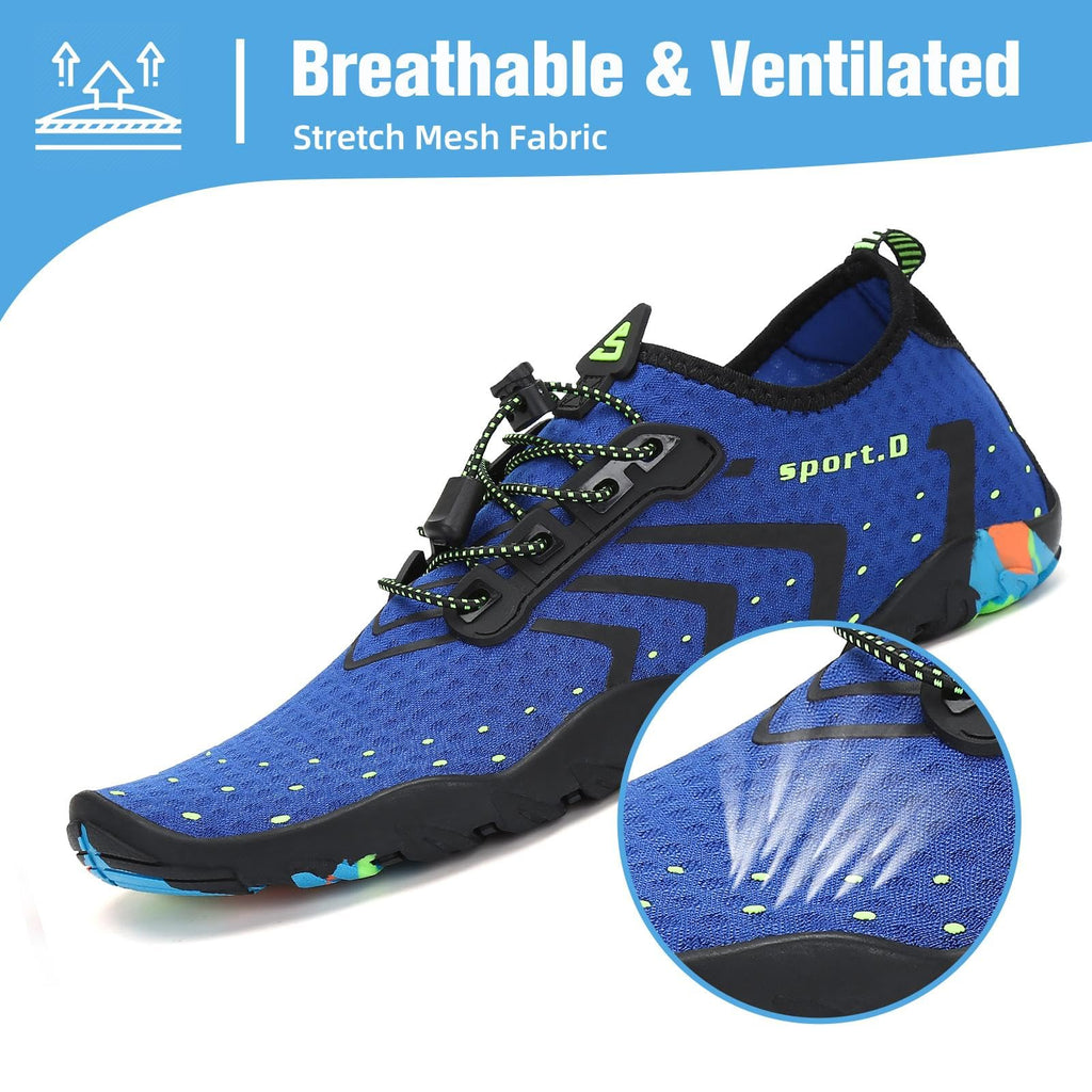 Mishansha Water Shoes for Women Men, Quick-Dry Barefoot Swim Shoes with Drainage Holes, Lightweight Aqua Shoe for Beach Pool River Boating Yoga Walking 13.5 Women/12 Men Cobalt Blue