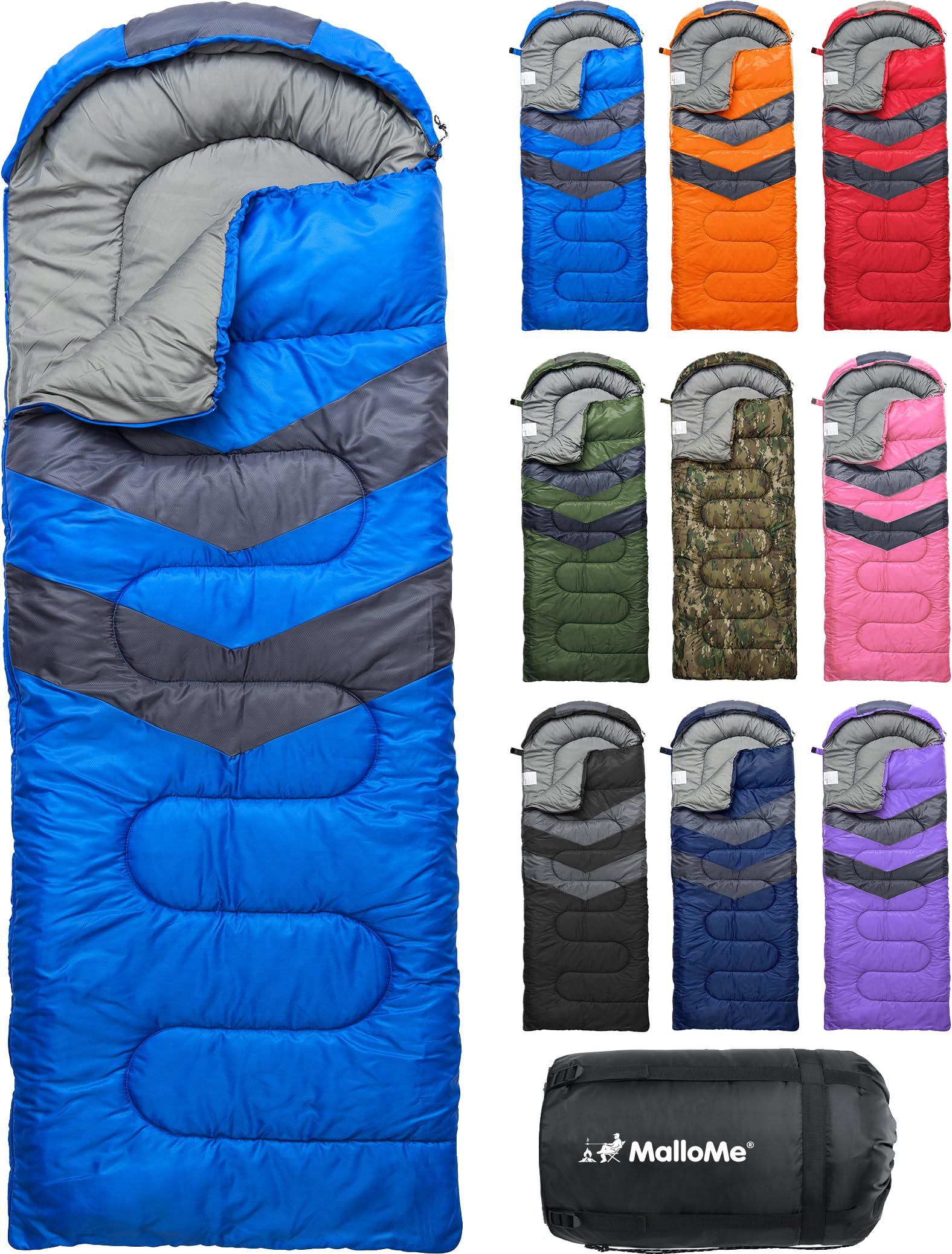 MalloMe Sleeping Bags for Adults Cold Weather & Warm - Backpacking Camping Sleeping Bag for Kids 10-12, Girls, Boys - Lightweight Compact Camping Essentials Gear Accessories Hiking Sleep Must Haves