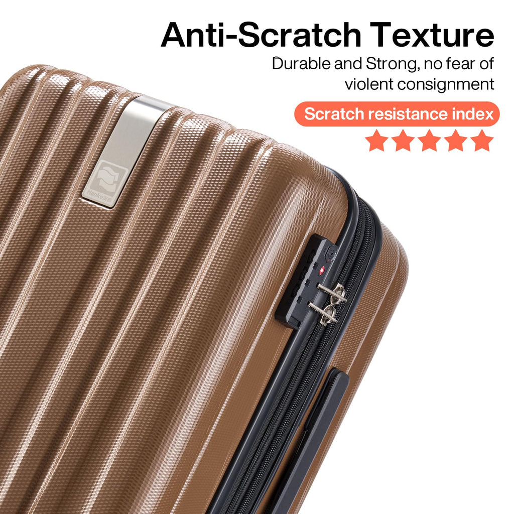 Hanke Luggage Sets 2 piece Carry On Luggage with Wheels PC Hard Shell Suitcases Lightweight Checked Travel Luggage Large Travel Suitcase Woman Men 20/29 Inch （Brown）
