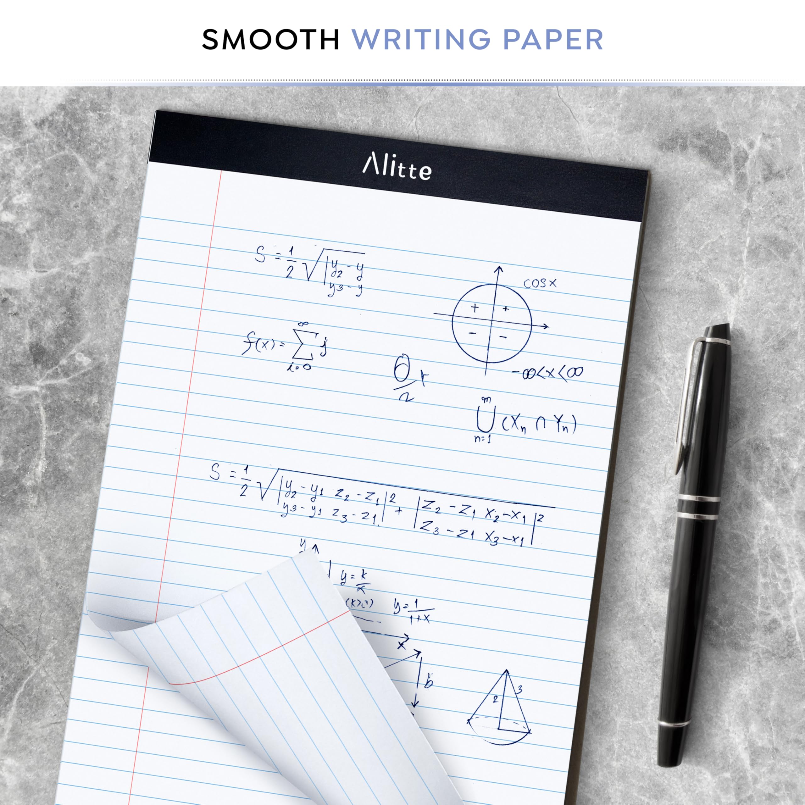 Alitte Legal Notepads 8.5 x 11, Pack of 12 - Perforated Wide Ruled Writing Pad - Premium Thick Paper, No Ink Bleeding - Blank Legal Pads For Home, Office, School, Business - 50 Sheets Per Notebook
