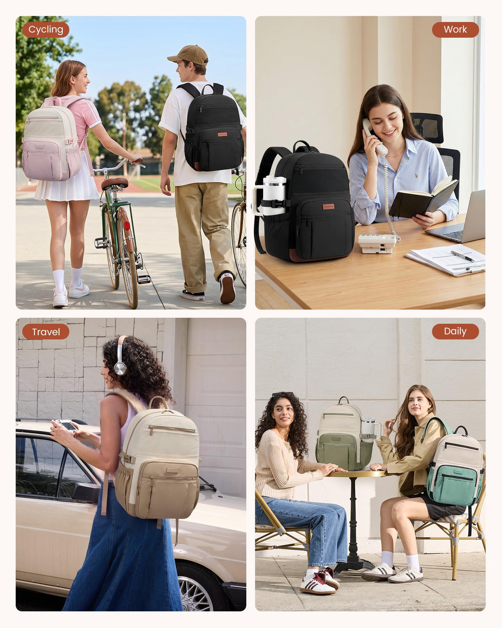 LOVEVOOK Laptop Backpack for Women with Giant Tumbler Holder - DIY Cute 15.6Inch Work Computer Travel Backpack with Laptop Compartment, Large Capacity College Commuter Teacher Purse Bag, Gift Pink