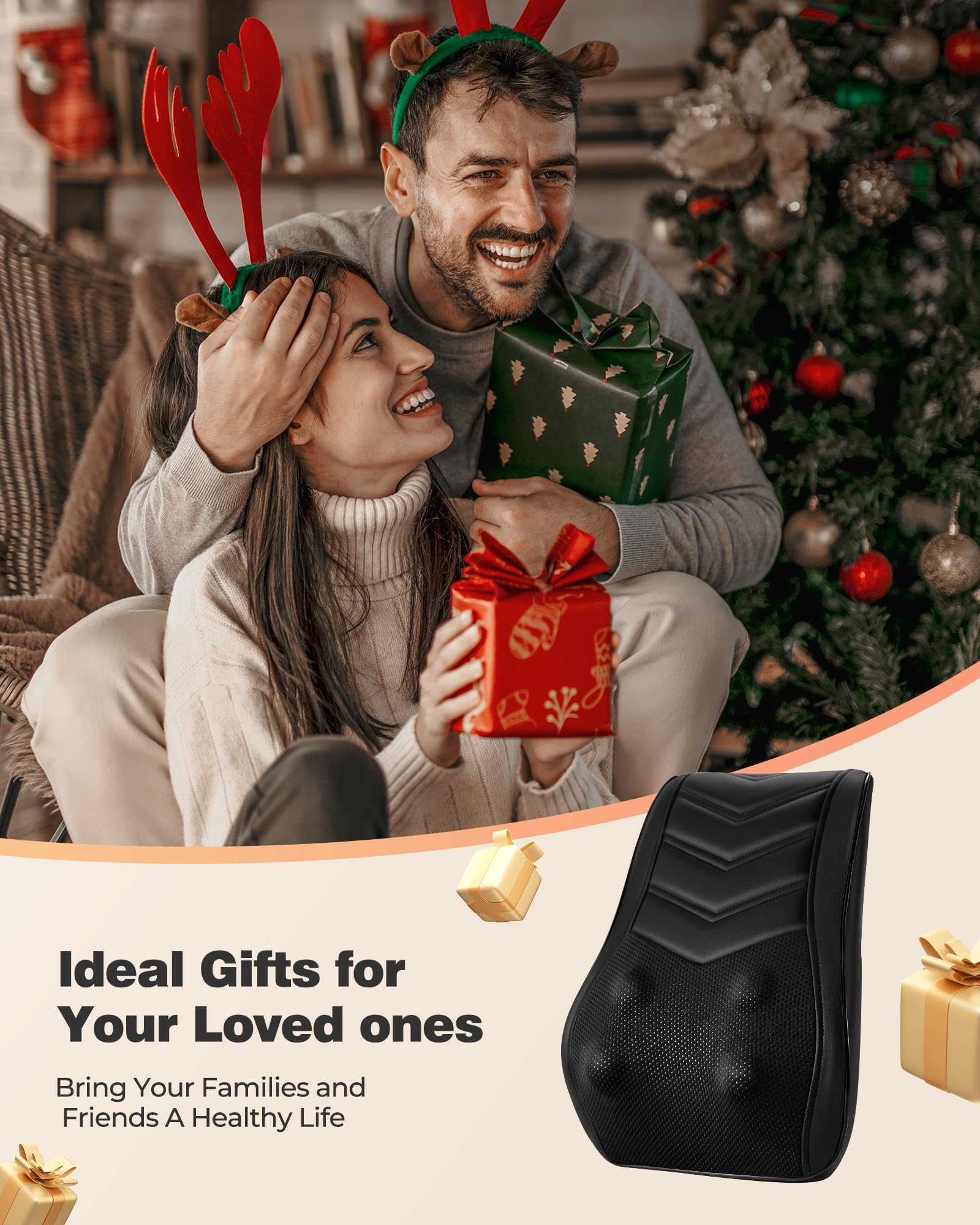 OMASSA Shiatsu Neck Massager with Heat, 3D Kneading Back Massage Pillow for Pain Relief, Massagers for Neck and Back, Shoulder, Leg, Gifts for Men Women Mom Dad, Stress Relax at Home Office and Car